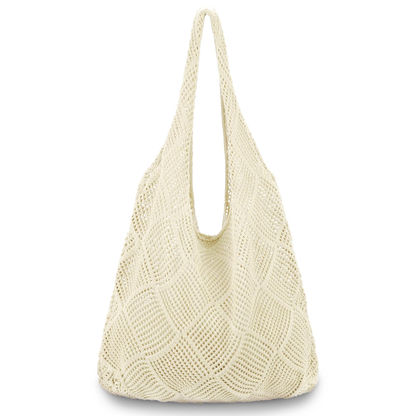 HATISAN Women's Crochet Beach Tote Bag - Handmade Bohemian Knit Purse for Summer, Travel & Shopping | Stylish Hippie Shoulder Bag for Beach Outings, Picnics & Festival Fashion