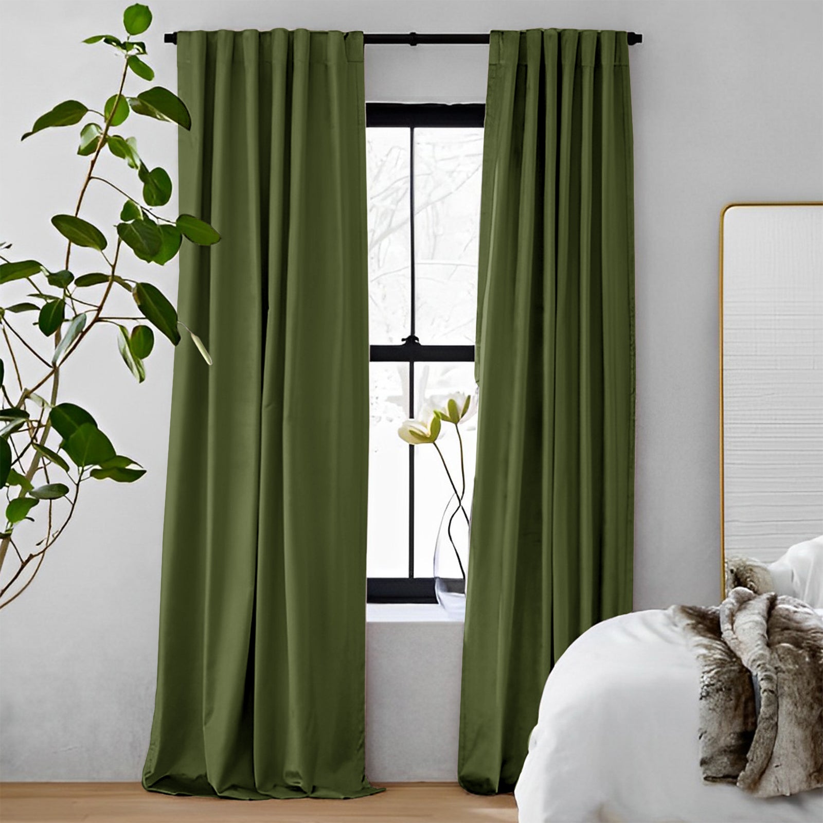 Luxury Navy Blue Velvet Blackout Curtains - Heavyweight Thermal Insulated Drapes with Soft Top Back Tab for Bedroom & Living Room | Noise Reducing & Light Blocking Window Treatments