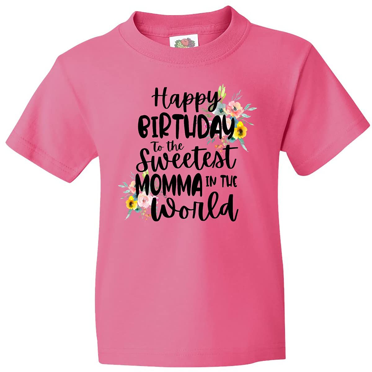 Inktastic 'Happy Birthday to The Sweetest Momma in The World' Youth T-Shirt - Cute Birthday Gift for Kids, Girls & Boys - Perfect for Parties, Family Celebrations & Special Occasions