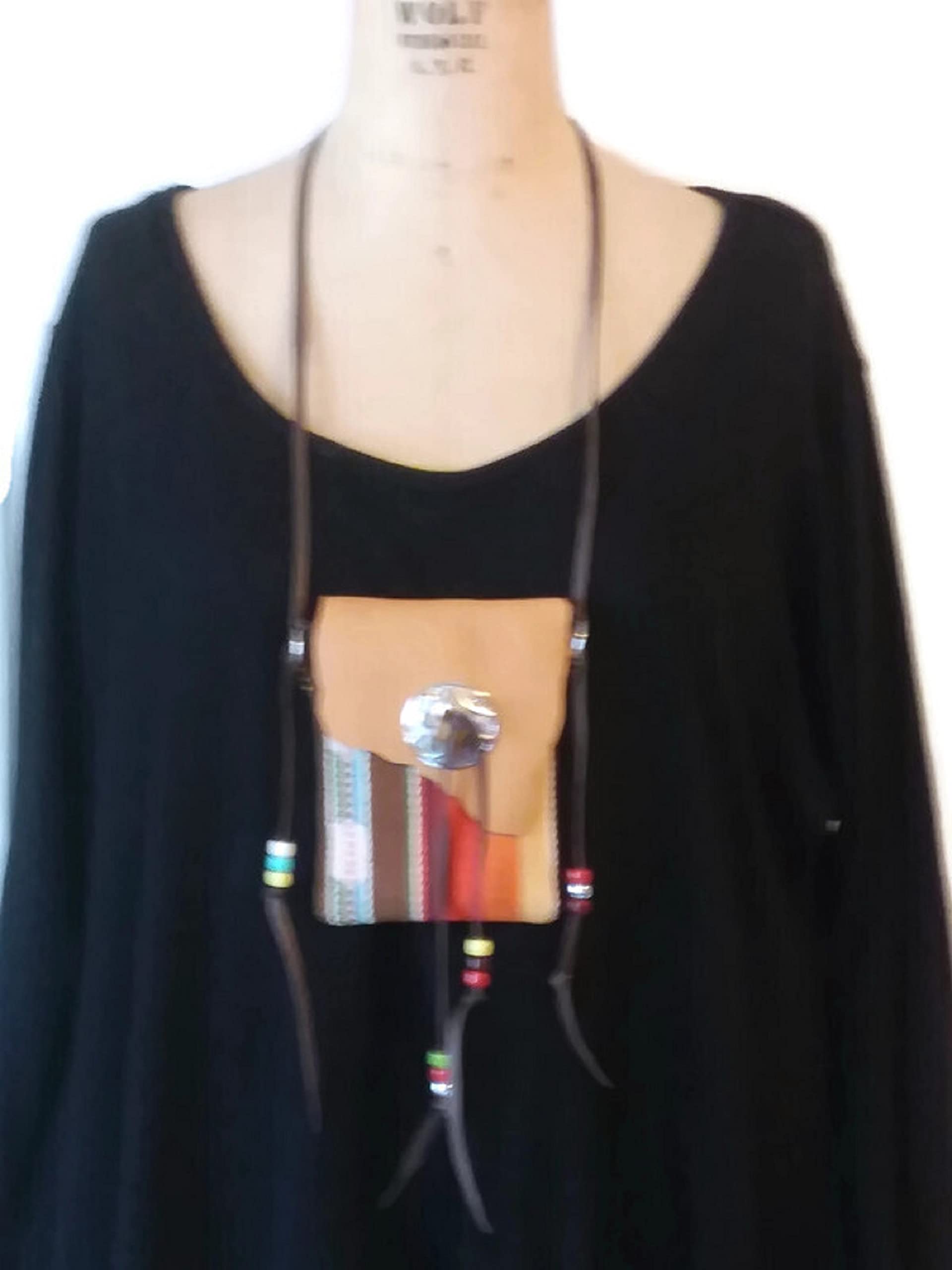 Authentic Native American Style Medicine Bag Necklace - Handmade Leather Pouch with Adjustable Cord for Spiritual Healing, Smudging & Crystal Storage | Perfect for Rituals, Meditation & Boho Fashion Accessories