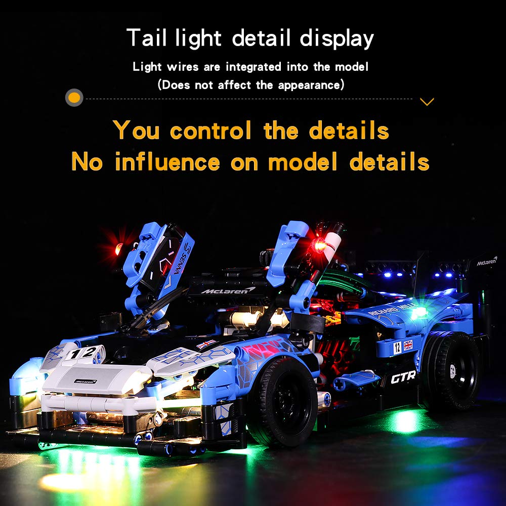 VONADO LED Light Kit for Lego McLaren Senna GTR - Remote Control Lighting System for Lego Technic Cars (Model Not Included) | Perfect for Night Displays, Car Shows & Lego Enthusiast Collections