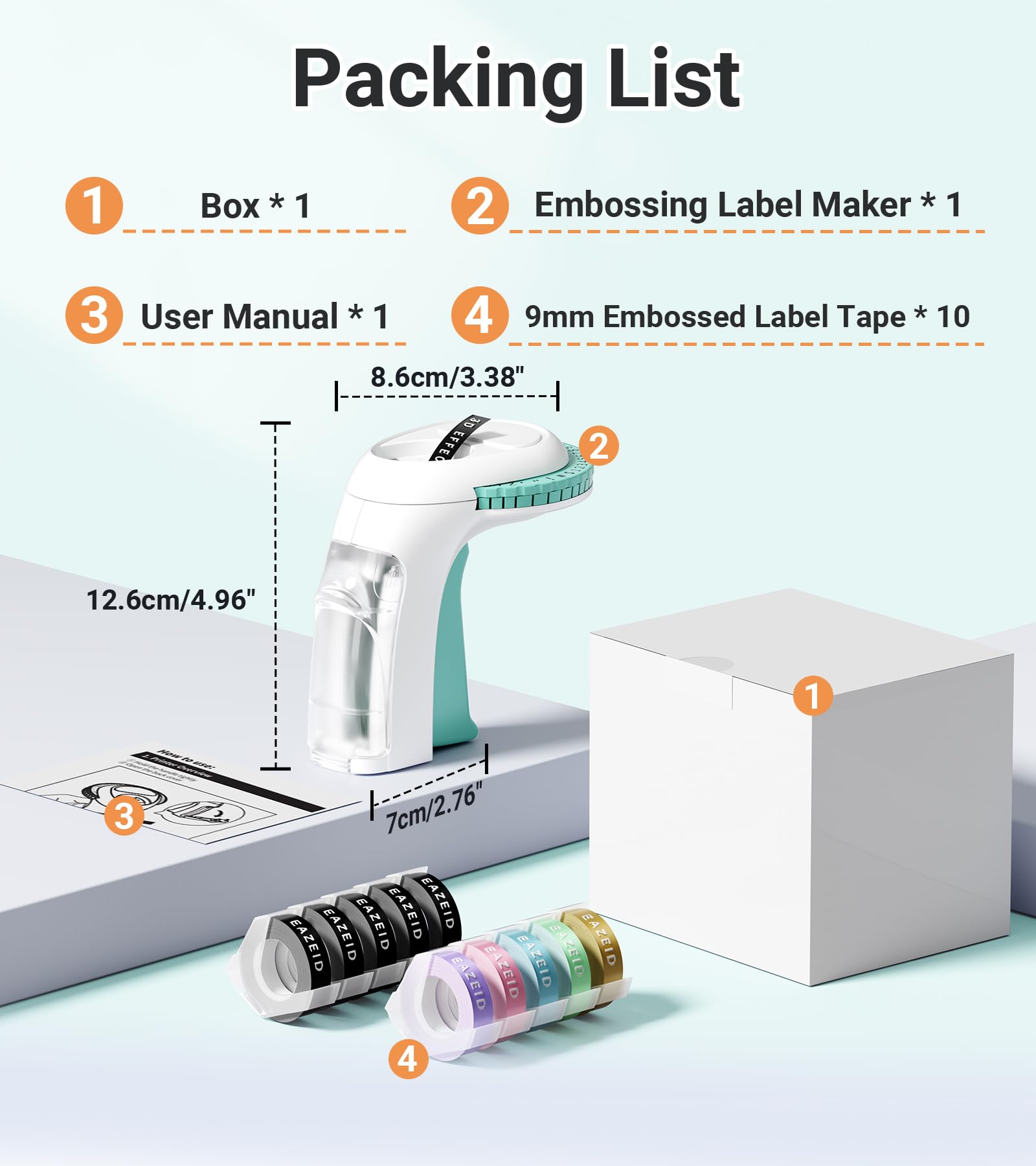 Retro Manual Embossing Label Maker Machine with 10 Macaroon 3D Embossing Tapes - Vintage Handheld Embosser for DIY Crafts, Home Organization & School Supplies - Perfect for Kids' Projects, Gift Wrapping & Office Labeling