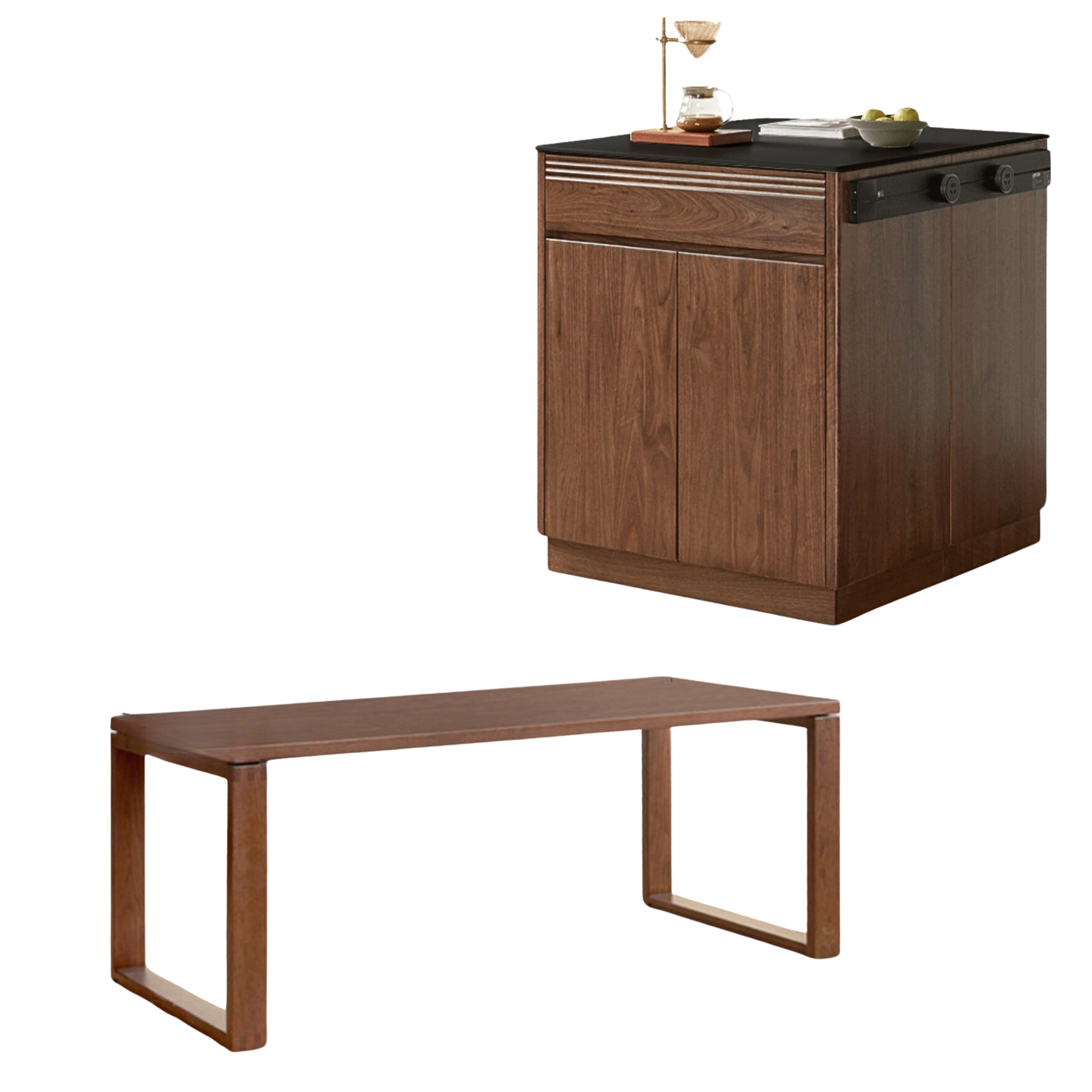 Luxury Black Walnut and Oak Solid Wood Sideboard - Elegant Kitchen Island Buffet for Dining Room & Home Decor