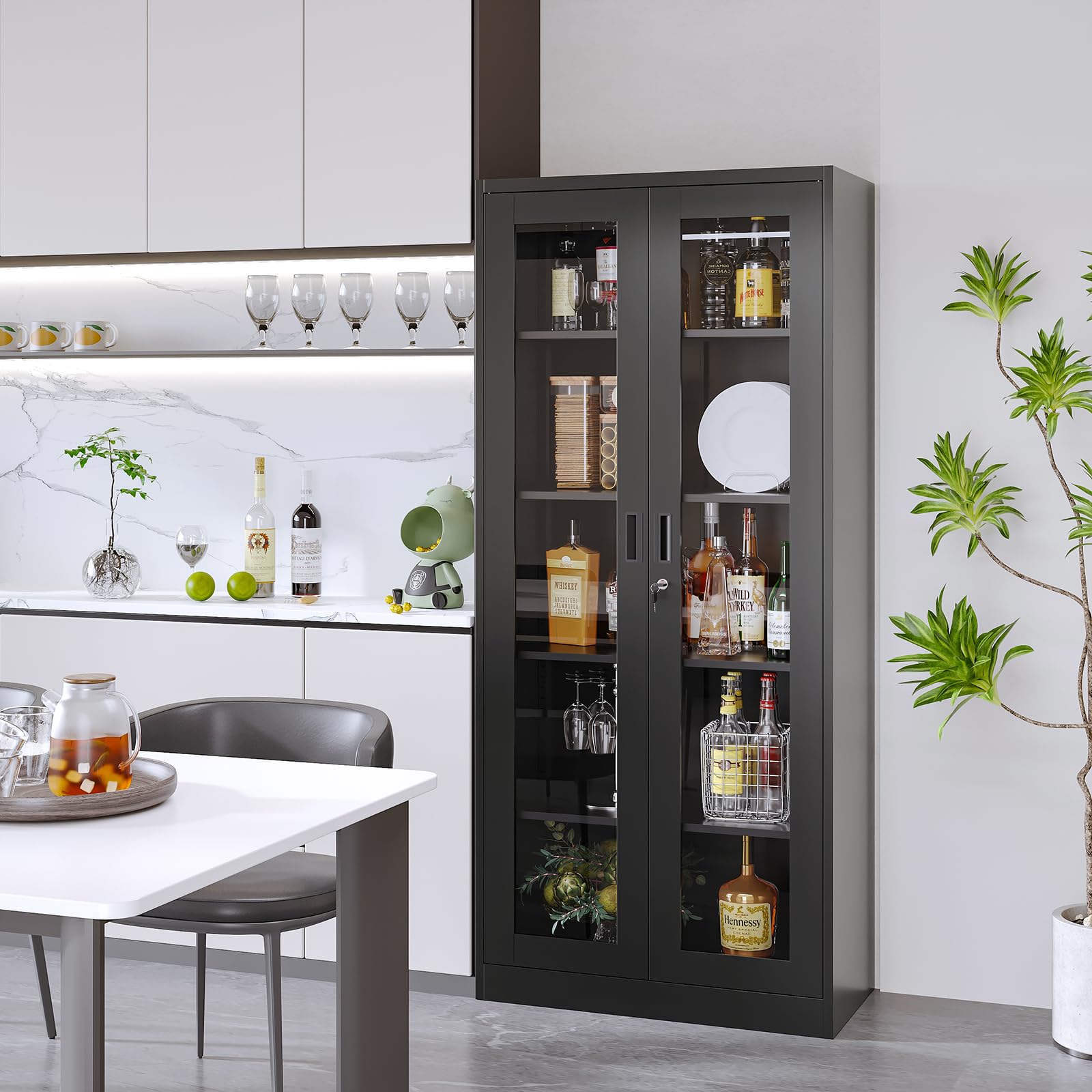 Glass Display Cabinet with 4 Adjustable Shelves - 71