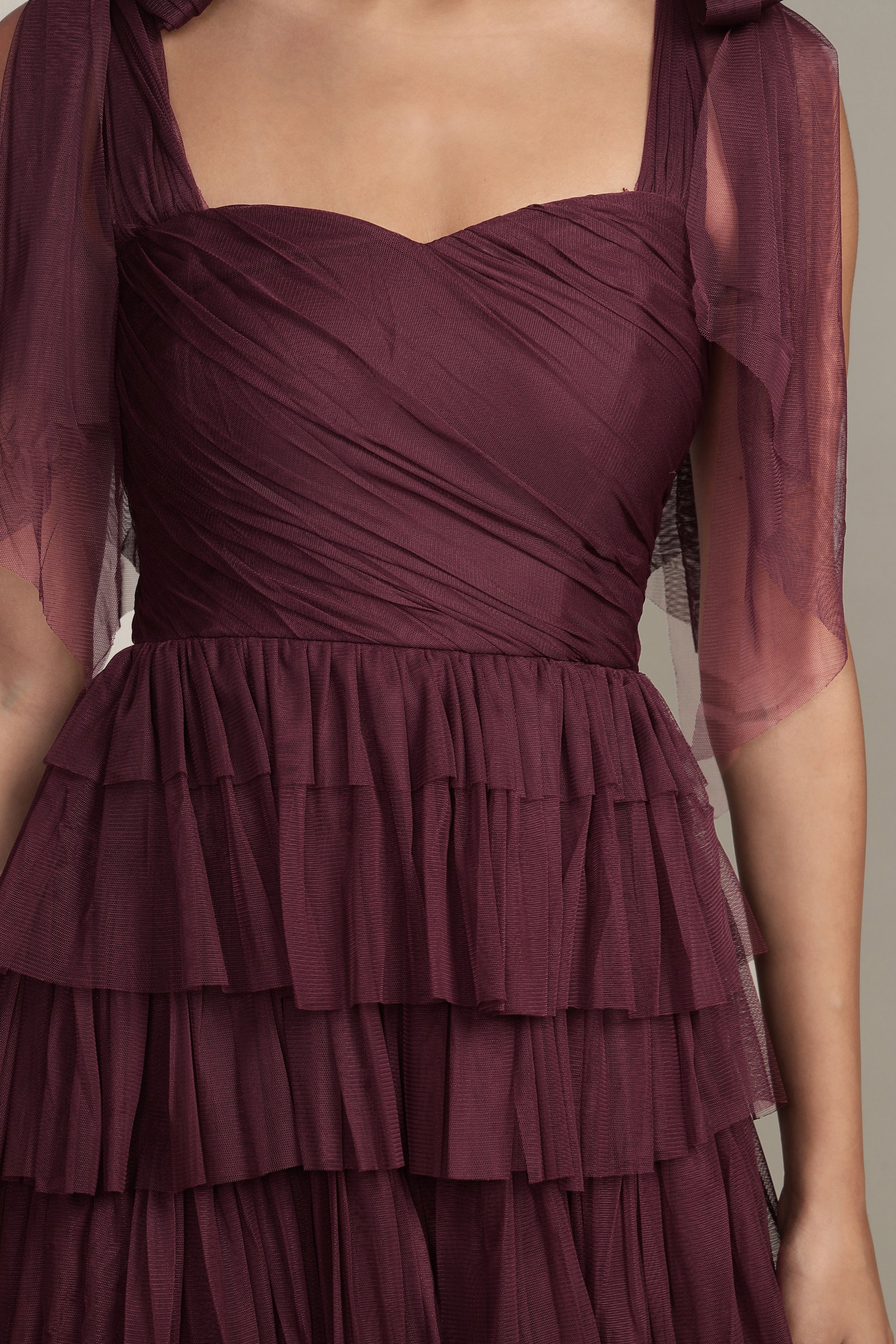 Ophelia Plum Maxi Dress with Tie Detail - Flowy Long Summer Dress for Women, Elegant Boho Chic Style, Perfect for Beach, Vacation, and Casual Outings