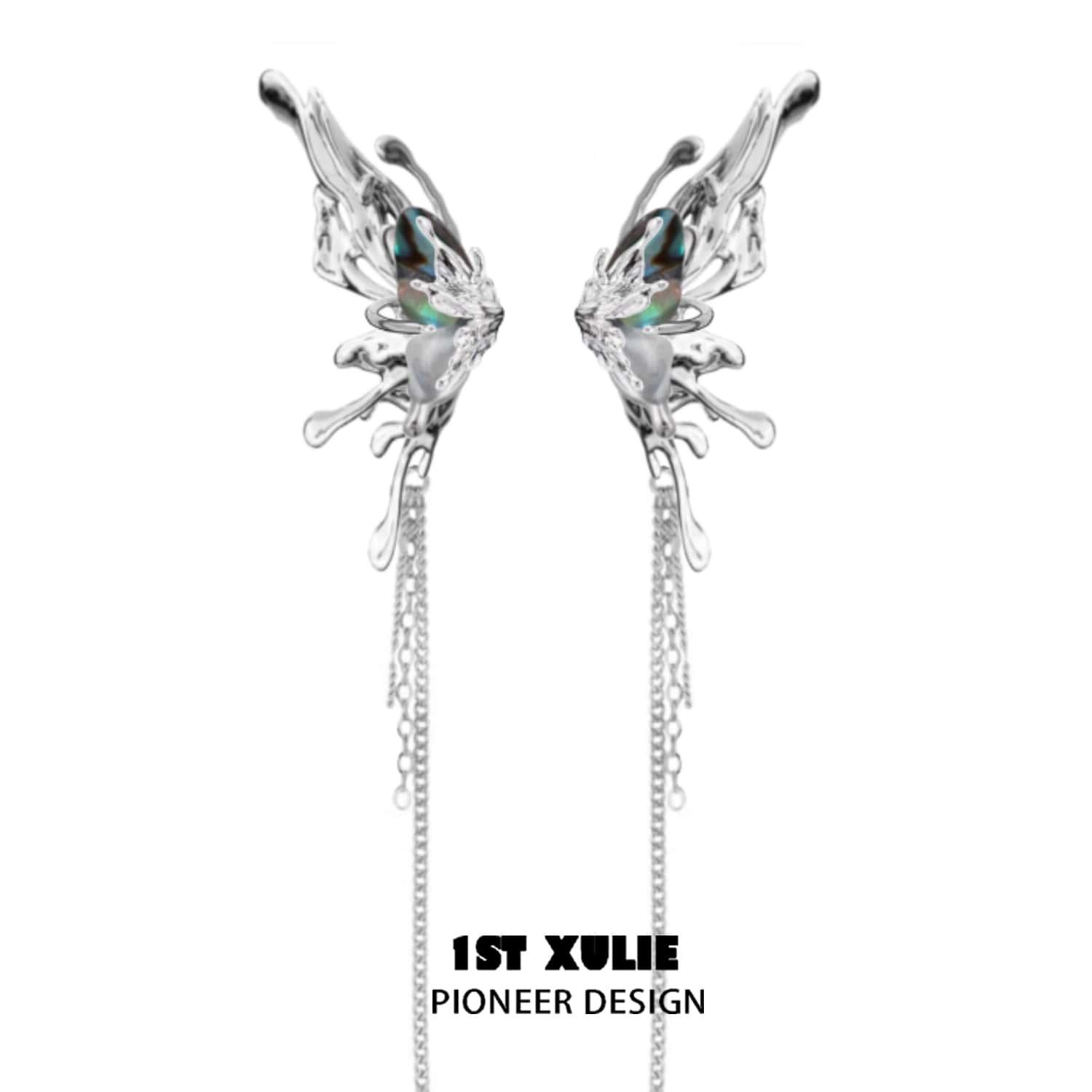 18K Gold Plated Butterfly Tassel Earrings for Women - Elegant Dangle Clip-On Earrings for Parties, Weddings & Special Occasions