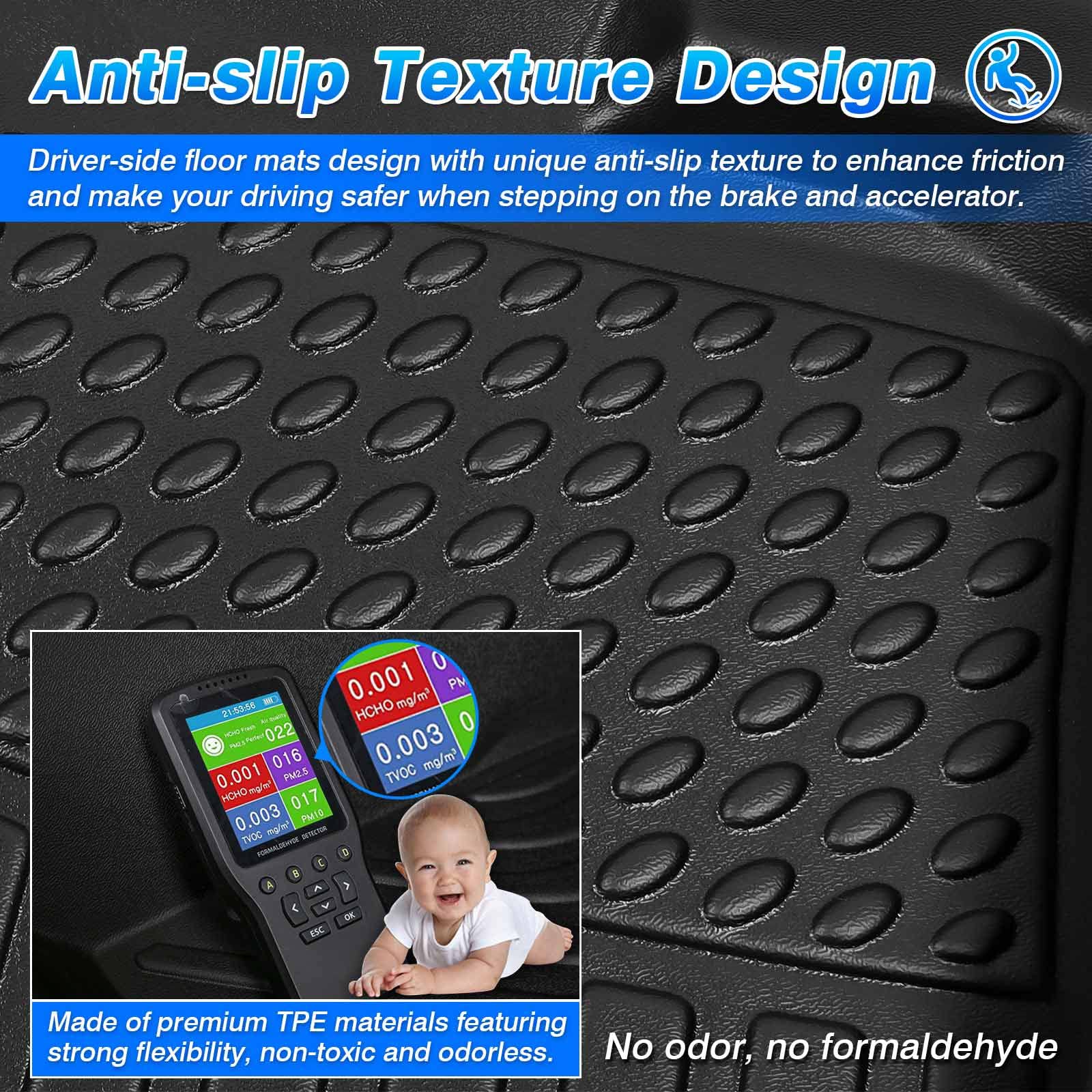 Custom Fit All-Weather TPE Floor Mats for 2022-2025 Ford Maverick Hybrid - Front & 2nd Row Black Car Floor Liners | Durable Protection for Trucks & SUVs in Rain, Snow & Mud