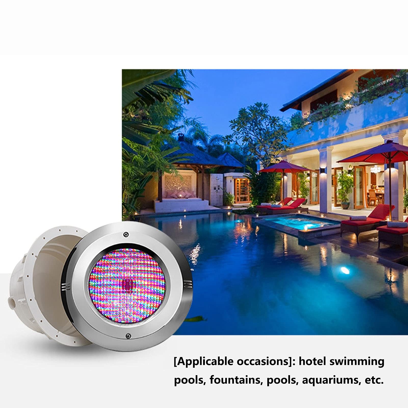 Par56 LED Pool Light Kit - IP68 Waterproof Stainless Steel Housing for Liner & Concrete Swimming Pools - RGB Color Changing with Remote Control - 24W Energy Efficient - Perfect for Backyard, Inground & Above Ground Pool Lighting
