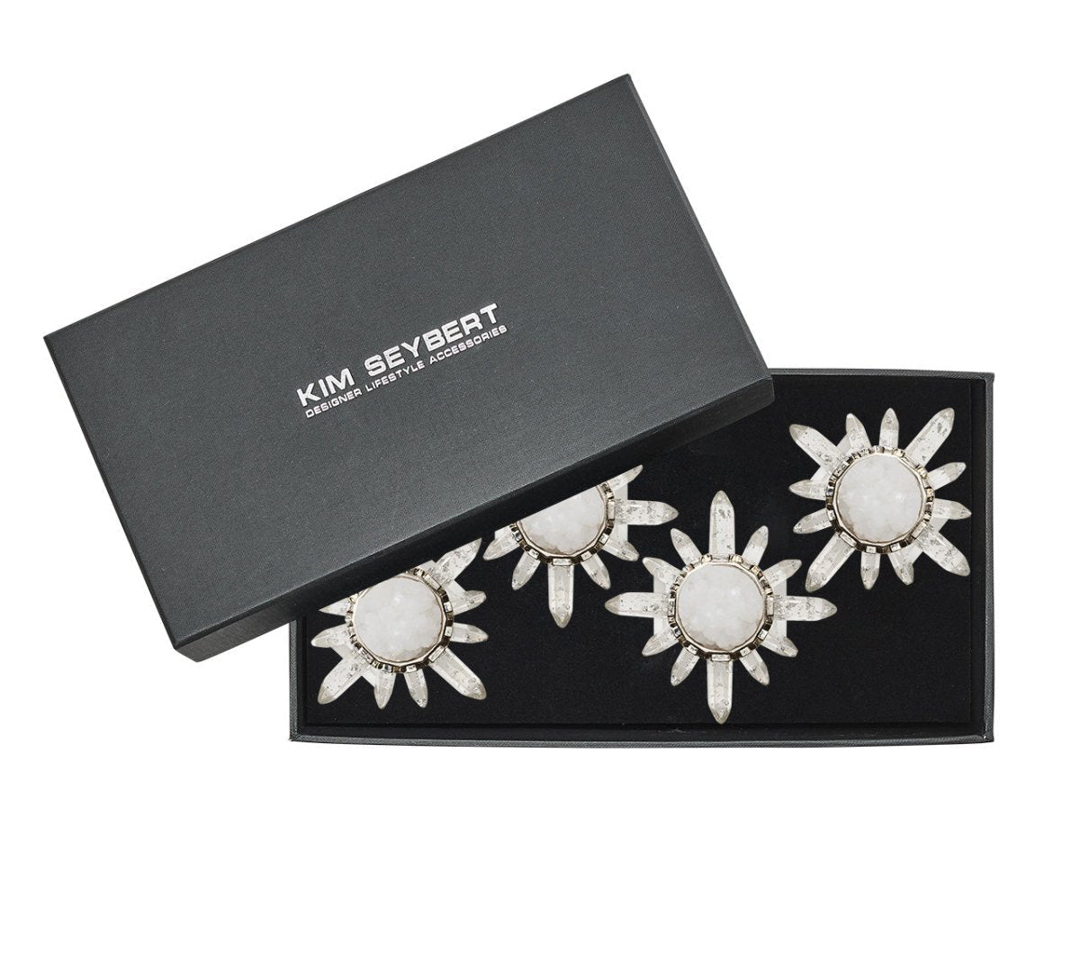 Elegant Coronet Napkin Rings Set of 4 - Silver Plated Tableware for Formal Dining & Wedding Decor - Perfect Gift Boxed Present for Housewarming & Holiday Parties