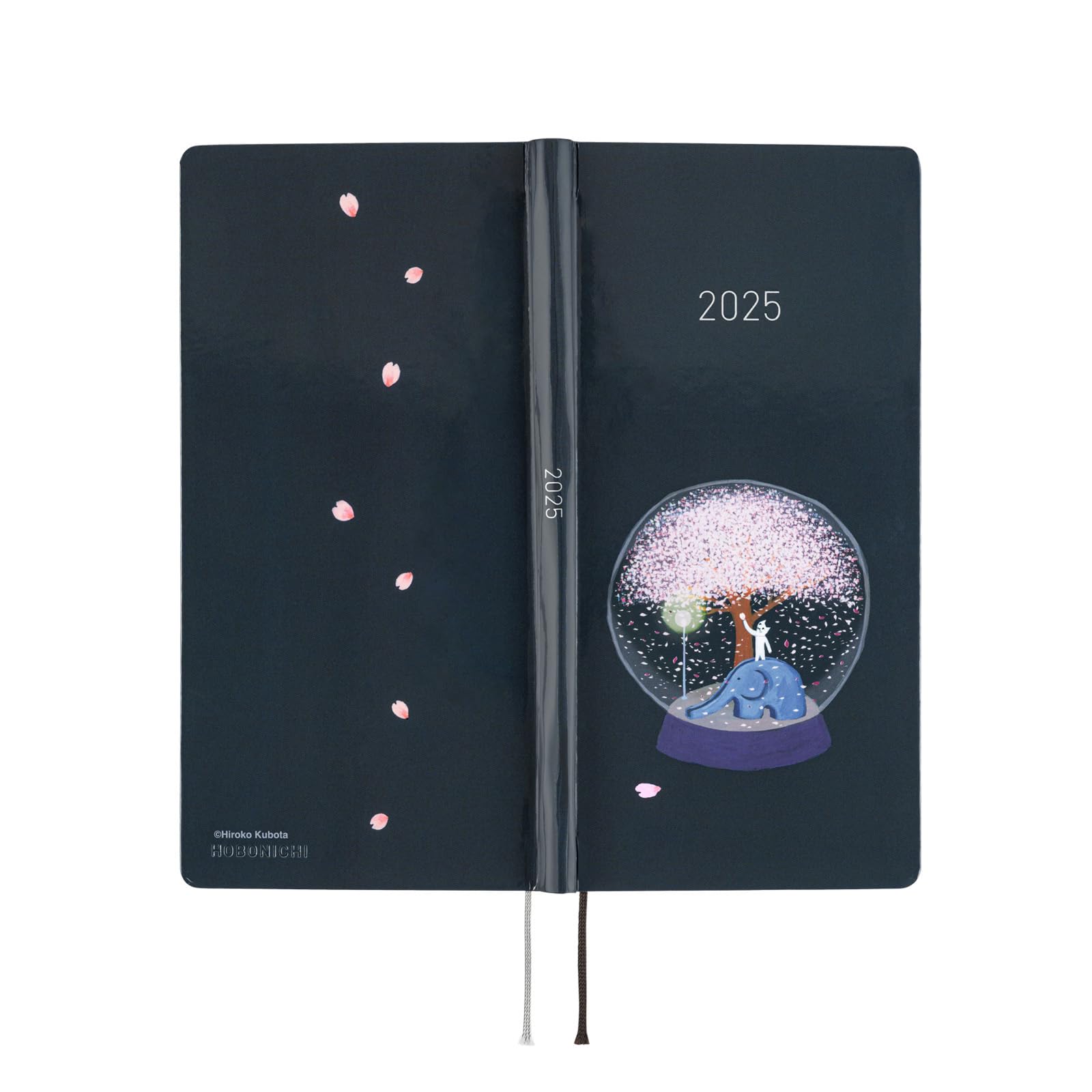 Hobonichi Techo 2025 Weekly Planner - English Version, Tall & Slim Size, January Start Date | Hiroko Kubota Night Cherry Blossom Snow Globe Design | Perfect for Daily Scheduling, Journaling & Gift Giving