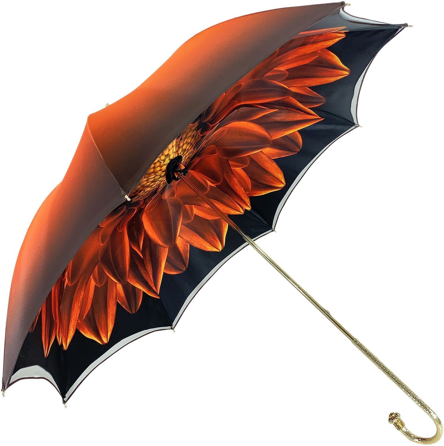 Luxury Orange Satin Double Canopy Umbrella - UV Protection Windproof Rain Umbrella for Beach, Patio, and Outdoor Events