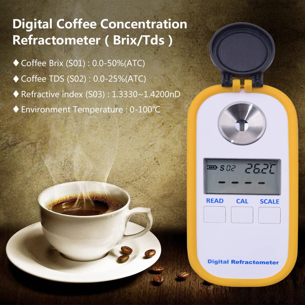 Premium Digital Coffee Refractometer - Accurate Brix & TDS Meter for Coffee, Sugar Drinks Density Measurement | Professional Coffee Concentration Tester for Brewing, Roasting & Barista Use