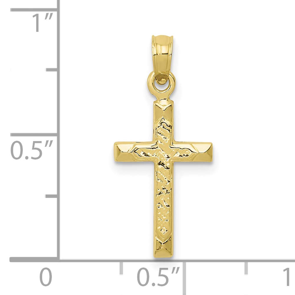 10K Yellow Gold Cross Charm Pendant for Women & Men - Religious Jewelry Gift for Baptism, First Communion & Everyday Wear - FJC Finejewelers