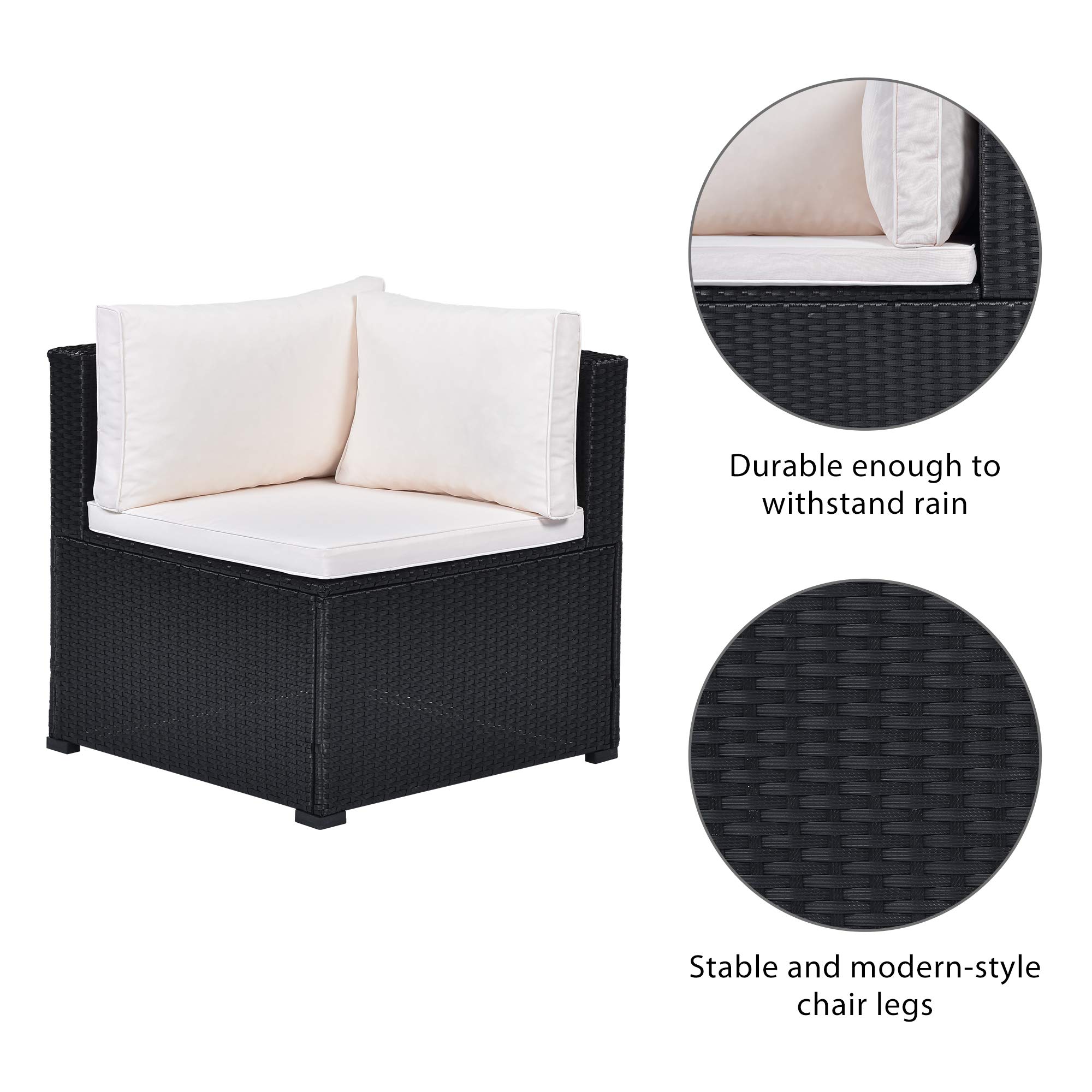 Merax 6-Piece All-Weather PE Rattan Patio Furniture Set - Outdoor Wicker Sectional Sofa with Coffee Table & Cushions (Black+Beige) - Perfect for Garden, Backyard, Poolside & Patio Relaxation