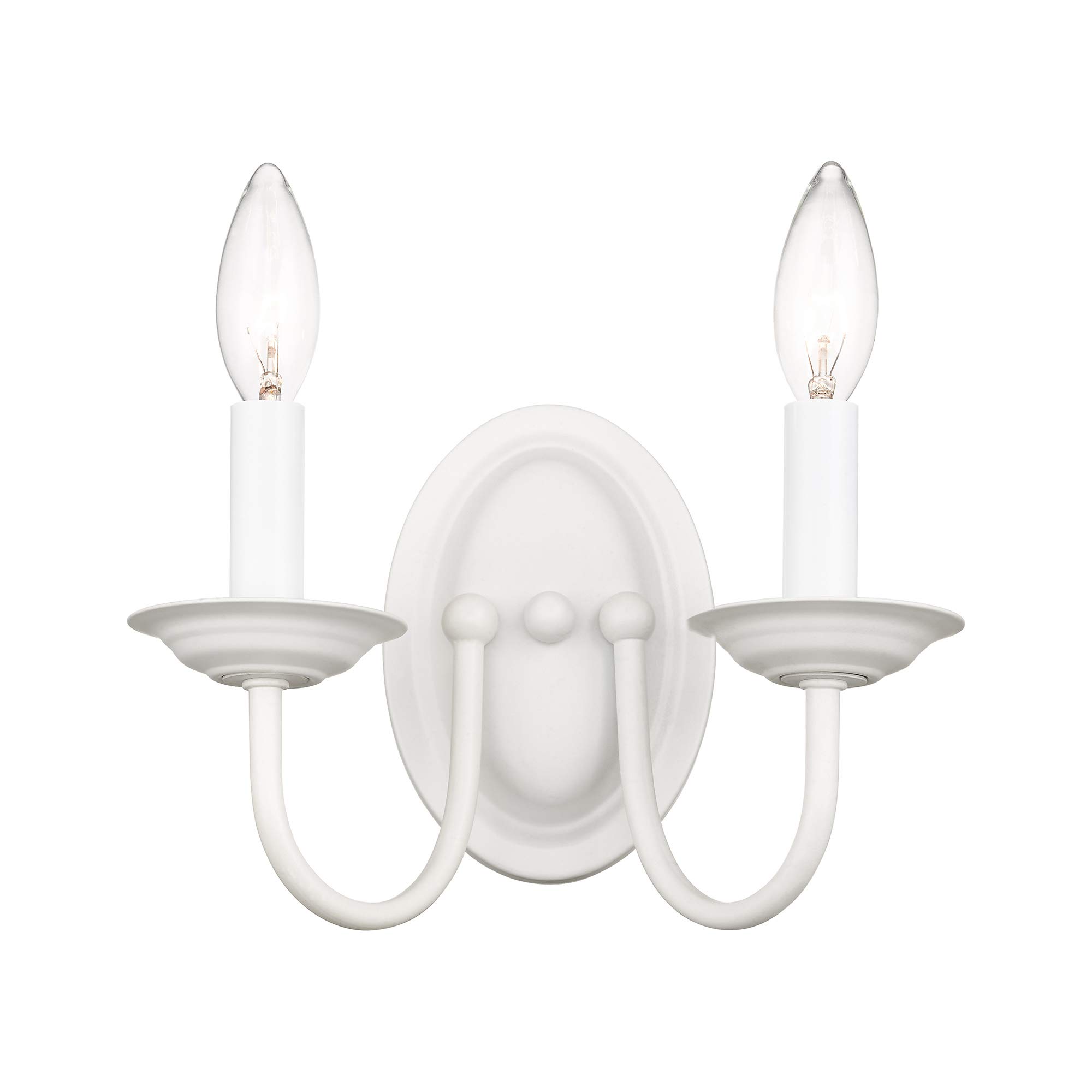 Livex Lighting 4152-03 Williamsburg 2-Light Wall Sconce in White - Elegant Indoor Wall Light Fixture for Living Room, Bedroom & Hallway