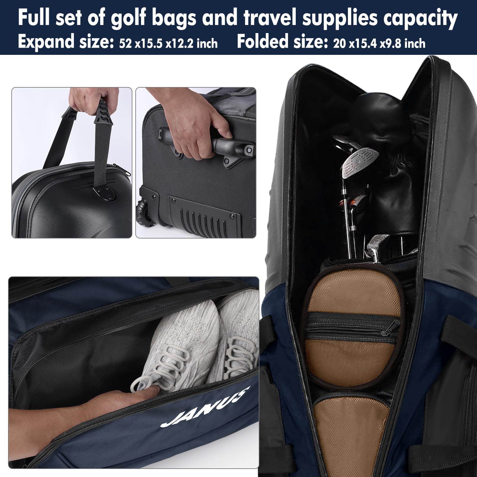 JANUS Golf Travel Bag with Wheels - Durable ABS Hard Shell Golf Club Case for Airline Travel | Perfect for Golfers & Frequent Flyers