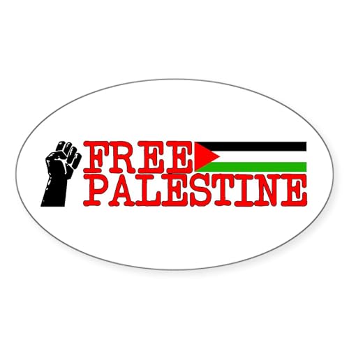 White - Free Palestine Oval Sticker