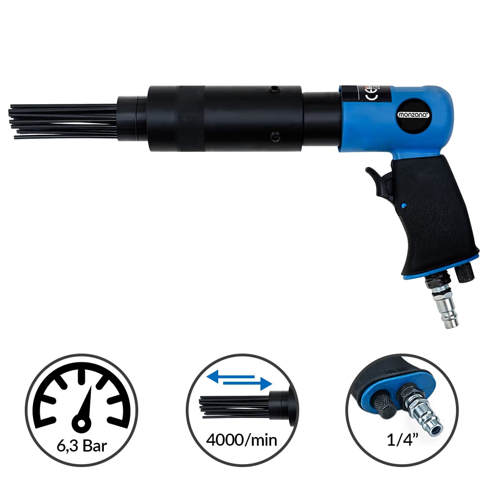 MONZANA® Pneumatic Needle Scaler 4,000 RPM 260 L/min Air Chisel Hammer for Rust & Paint Removal - Includes Replacement Head - Ideal for Automotive, Metalworking & Surface Prep