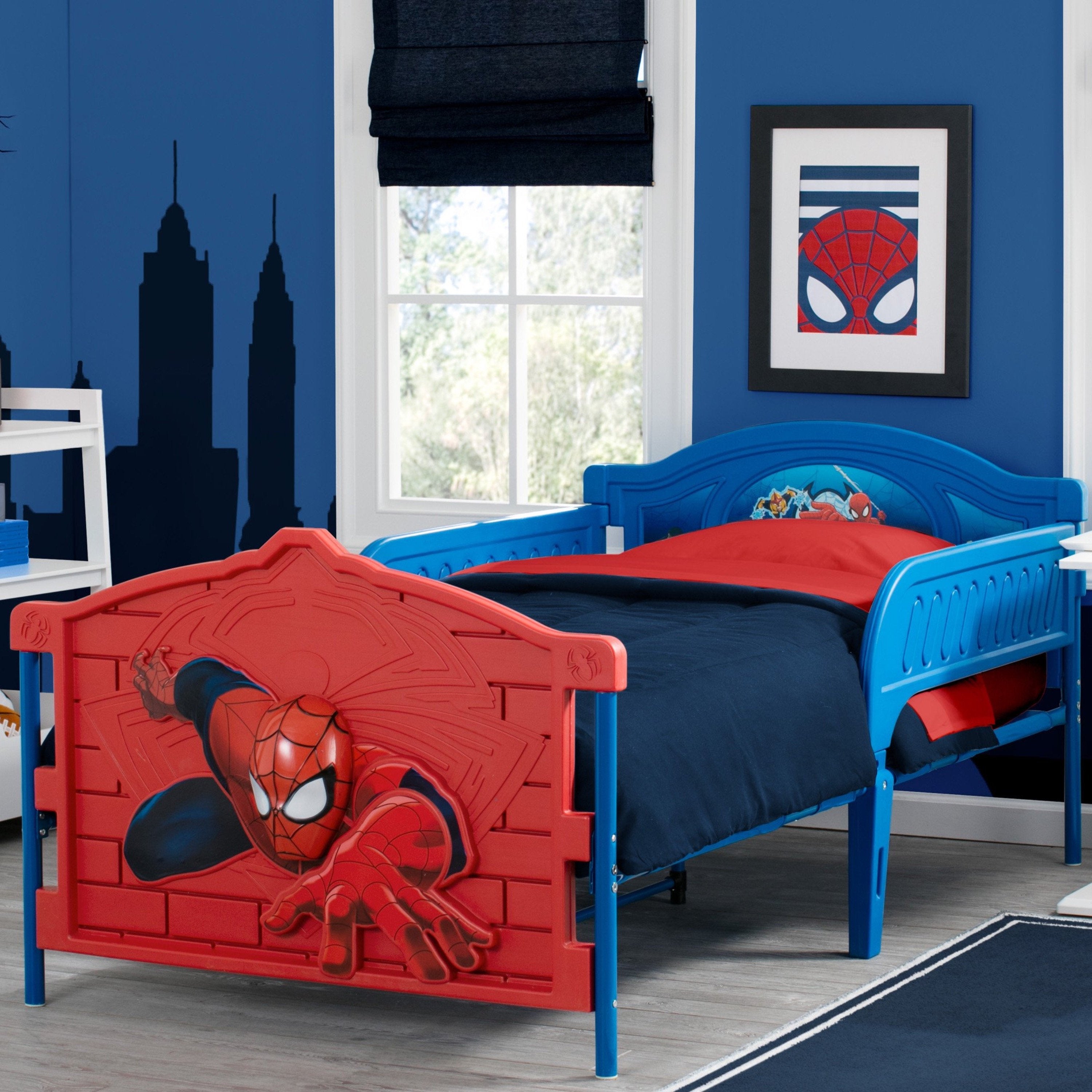 Spider-Man 3D Plastic Twin Bed for Kids - Superhero Themed Children's Bedroom Furniture - Perfect for Marvel Fans' Bedroom Decor & Sleepovers