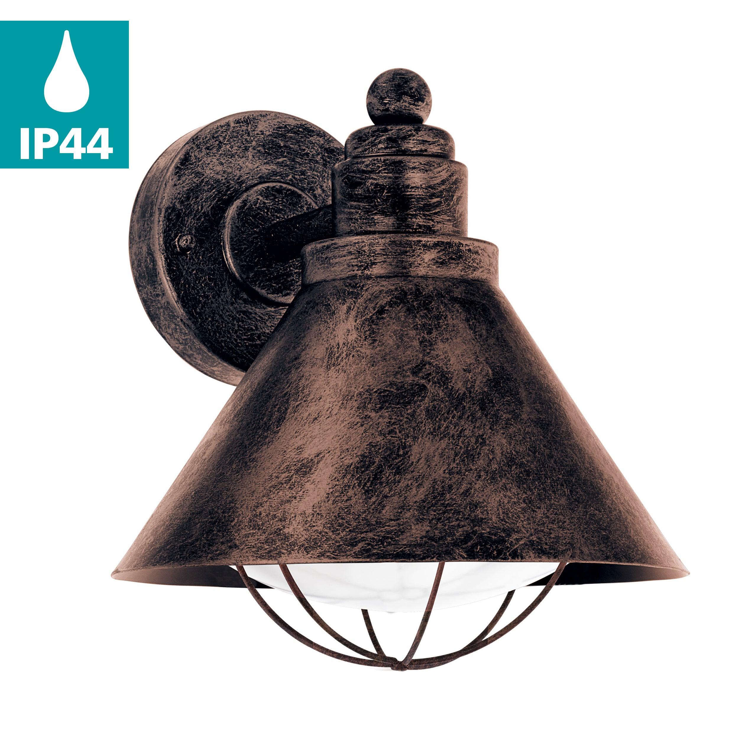 Eglo Barrosela Antique Copper IP44 Outdoor Wall Light - Waterproof Exterior Lighting for Patio, Garden, Porch, and Entryway