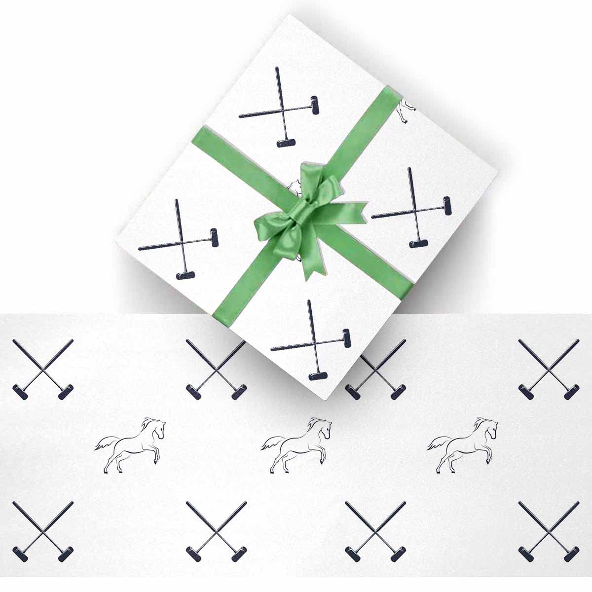 InterestPrint Running Horses & Cross-Sticks 58x23 Inch Gift Wrapping Paper - 2 Rolls Bulk Pack for Christmas Presents, Birthday Gifts, DIY Crafts & Scrapbooking Projects