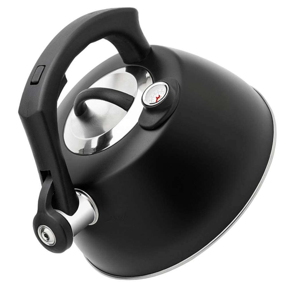 YARNOW Stainless Steel Whistling Tea Kettle - Stovetop Water Kettle with Thermometer for Gas & Electric Stoves - Perfect for Home Kitchen, Camping, Hiking & Outdoor Adventures - Fast Boiling Teapot for Coffee, Tea & Hot Beverages