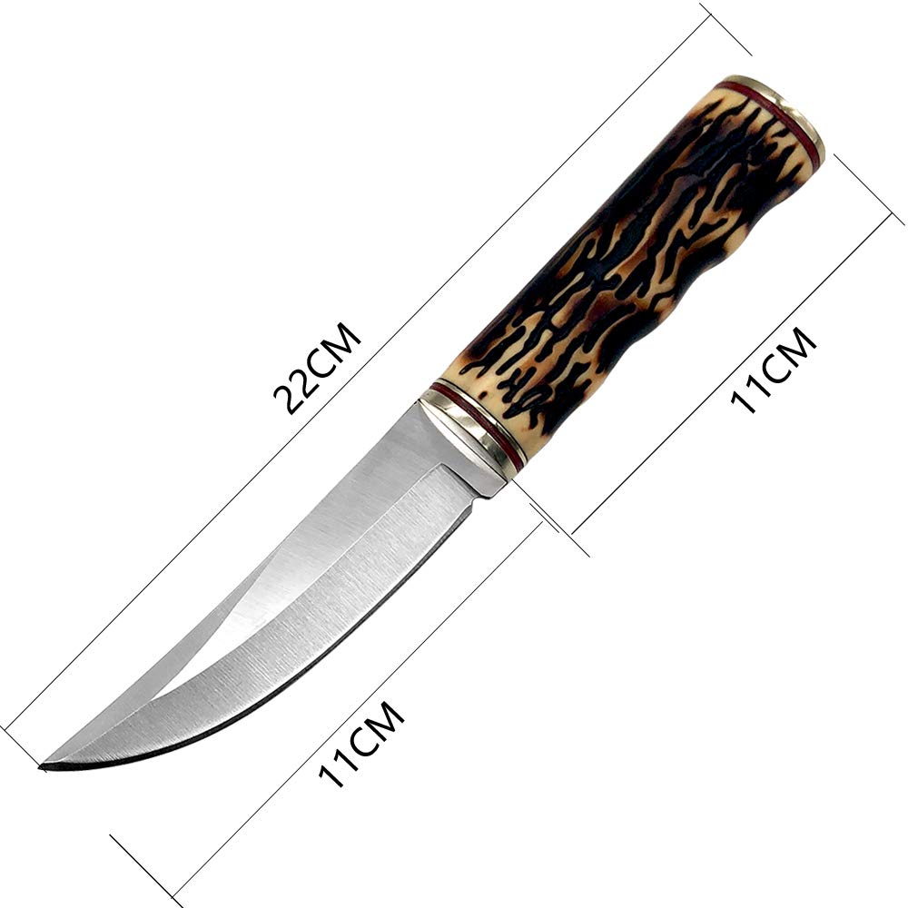 Fixed Blade Tactical Knife with Nylon Sheath - Cold Steel Hunting Knife with Smooth Imitation Bone Handle - Perfect for Camping, Survival & Outdoor Adventures (BLADE 1)