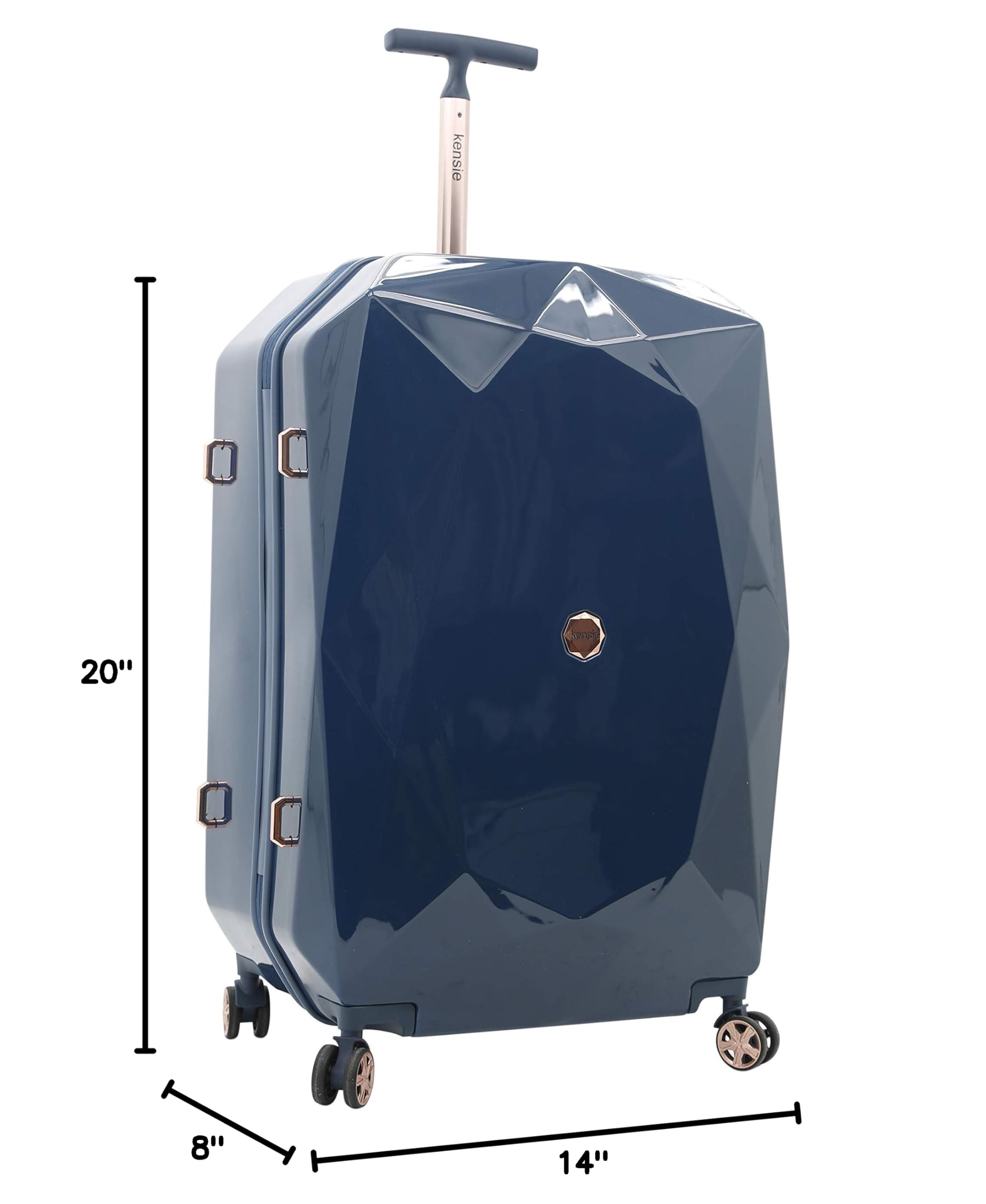 Kensie Women's Gemstone Luggage Set - Midnight Blue 20-Inch Carry-On Spinner Suitcase for Travel, Business Trips & Weekend Getaways