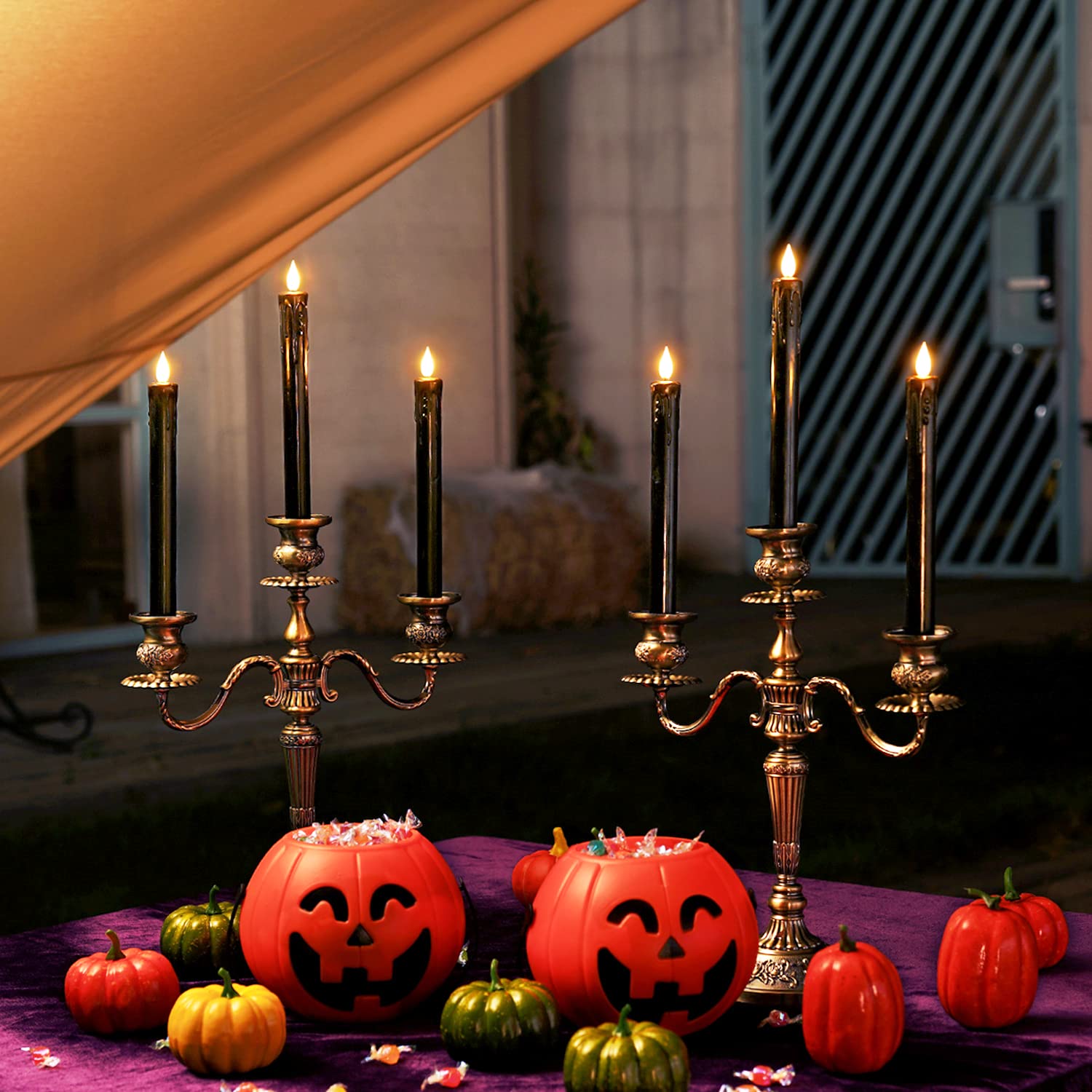 Homemory Black Flameless Taper Candles with Remote & Timer - Real Wax LED Battery Operated Candles (6 Pack, 9.6 Inches) - Flickering LED Candle Sticks for Halloween, Christmas, Wedding, Dinner Party & Home Decor