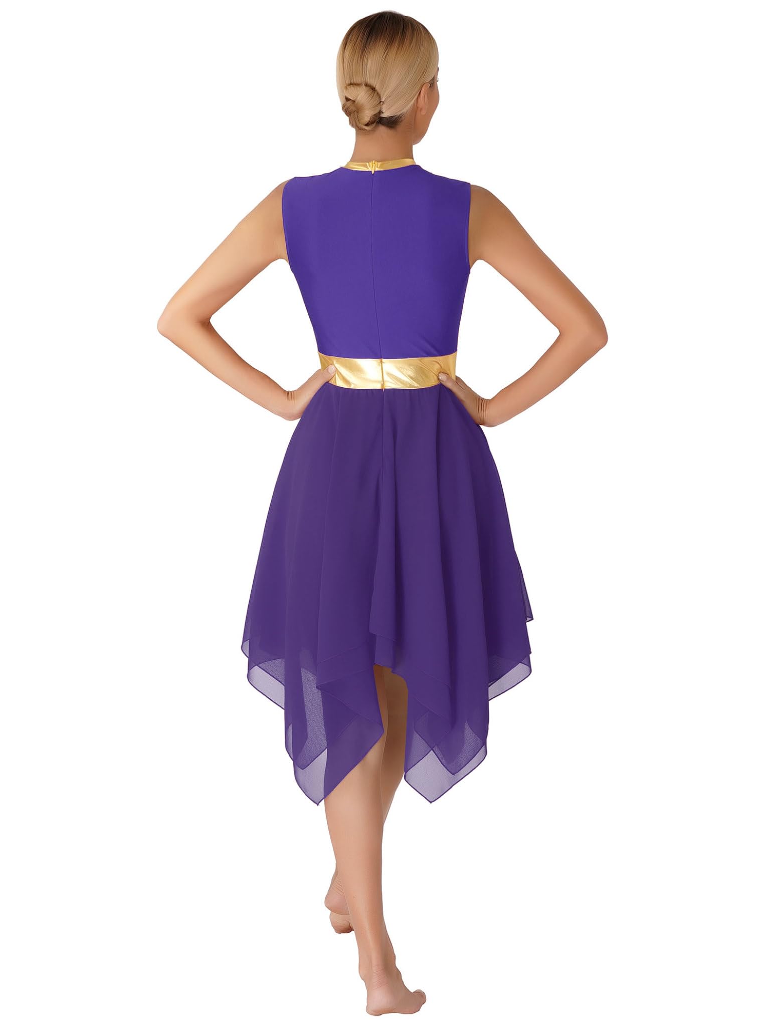 Women's Praise Dance Dress - Color Block Tunic with Irregular Hem - Worship & Liturgical Lyrical Dance Costume - Perfect for Church Performances & Spiritual Dance Routines