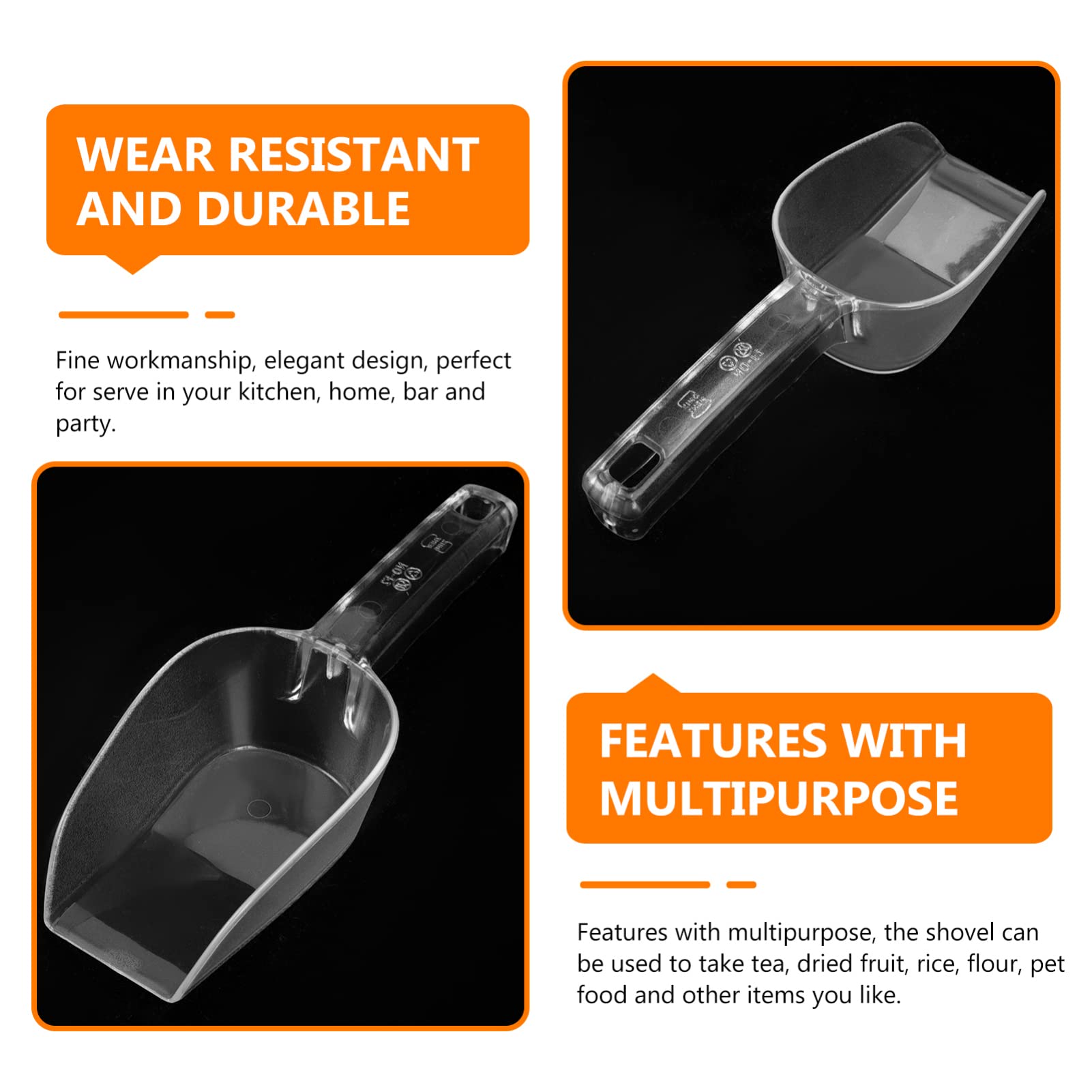 Alipis 3-Piece Acrylic Coffee Sugar Scoop Set - Thickened Food Shovel for Dog Food, Flour, Ice Cream - Practical Kitchen Utensil for Baking, Cooking & Pet Feeding