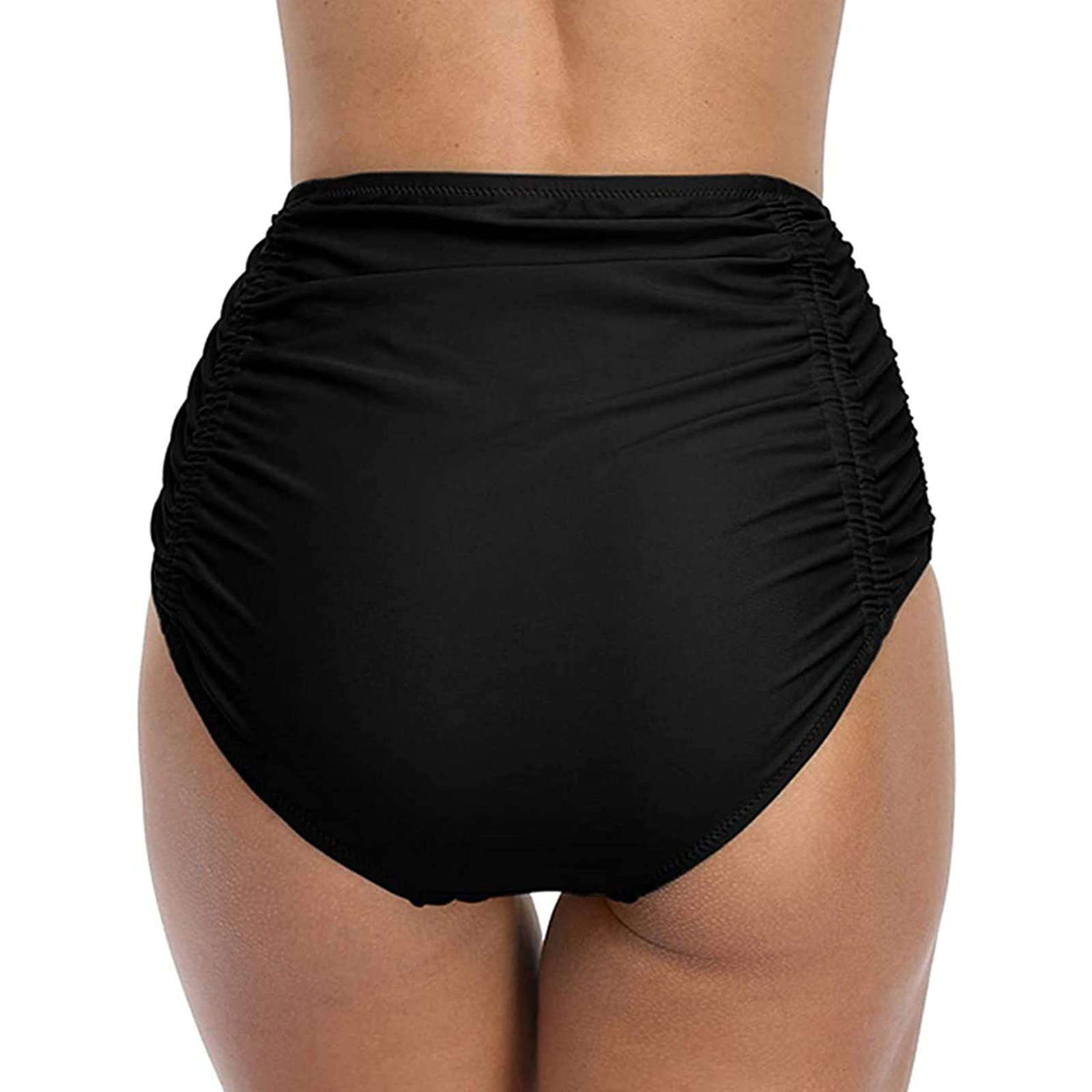 JOFOW High Waist Bikini Bottoms for Women - Sexy Ruched Swim Briefs & Beach Shorts with Side Wrinkles | Perfect for Running, Swimming & Summer Vacations