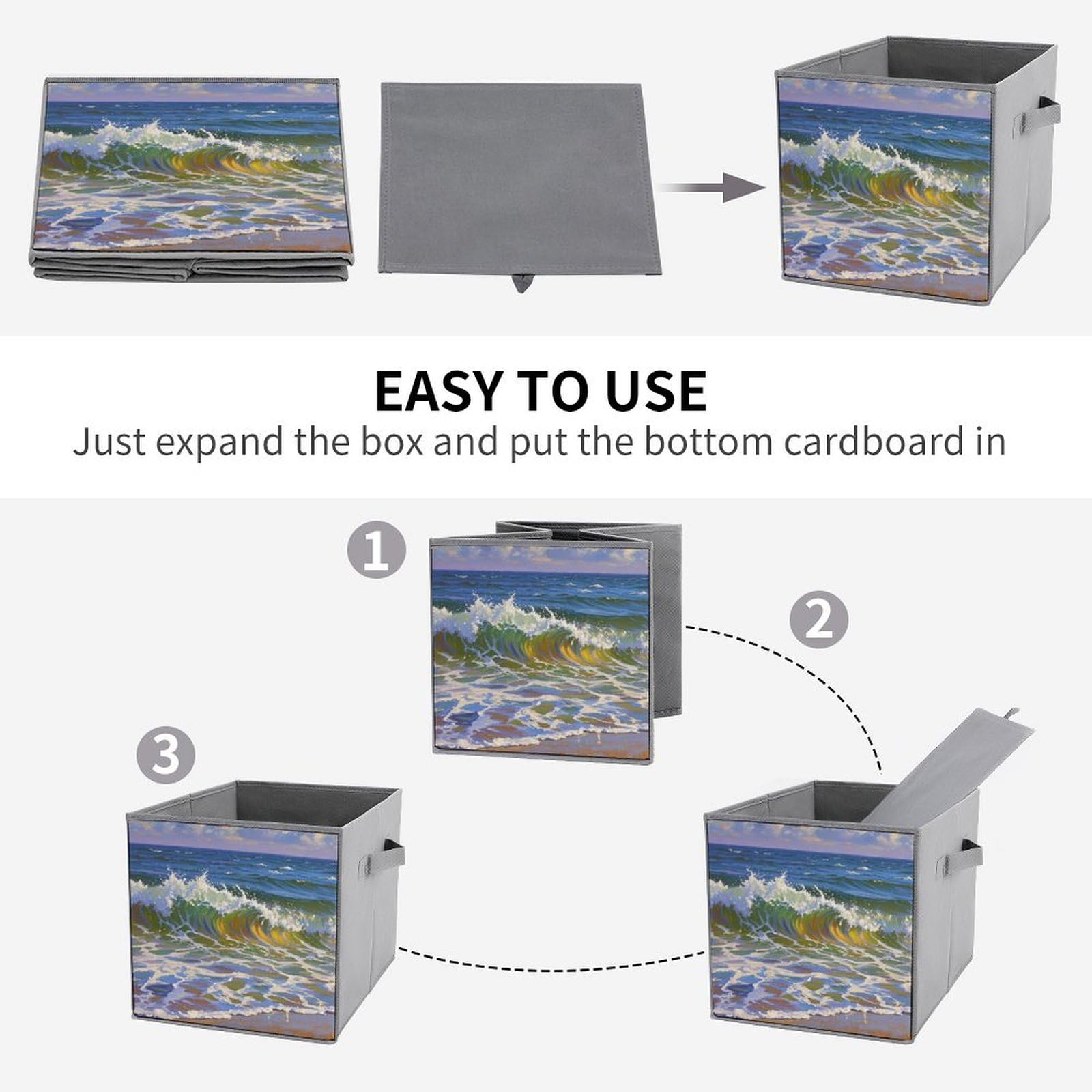 Foldable Storage Bins with Handles - Large Capacity Organizer for Playroom Office Home