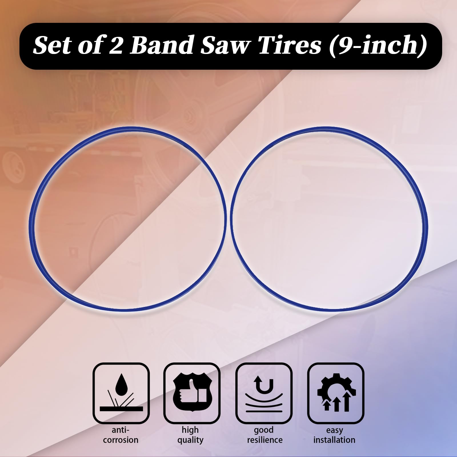 9-Inch Band Saw Tires Compatible with Skil 3386 Band Saw - Molded Groove Bottom Blue Rubber Tires | Replacement Parts for Woodworking & DIY Projects