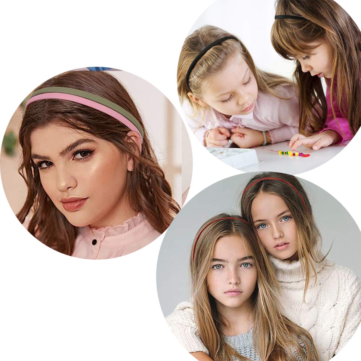 12pcs 8mm Thin Headbands for Women & Girls - Non-Slip Rubber Grip Hair Bands with Teeth - Soft Plastic Hair Accessories for Kids, Teens & Adults - Perfect for School, Sports, Work & Everyday Styling