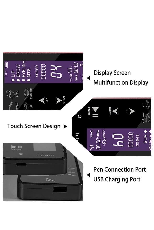 **Mellie Permanent Makeup Machine - Digital Touch Screen Panel for Microblading, Ombre Powder Brows, Lips & Eyeliner - LCD Control Panel - Multi-Function Tattoo Device (Black) - Perfect for Salon & Home Use**