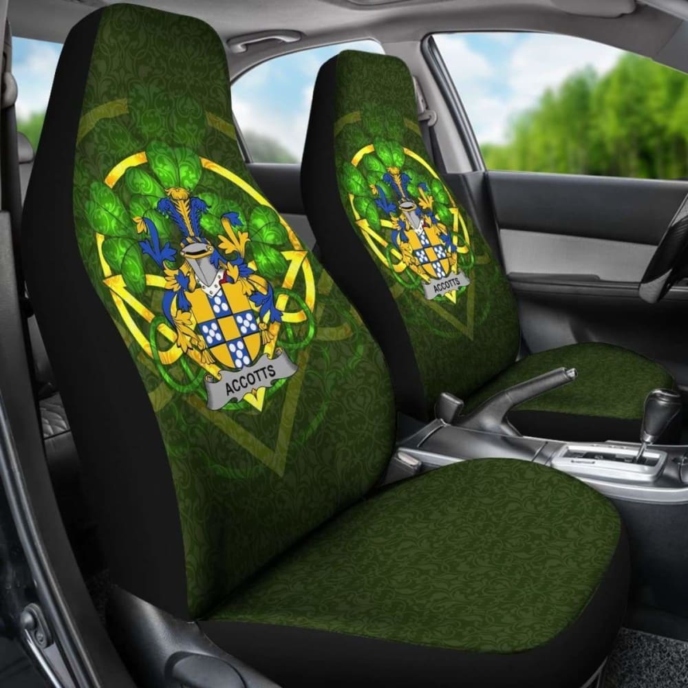 Accotts Ireland Car Seat Cover Set of 2 - Celtic Shamrock Design, Universal Fit for Cars, Trucks & SUVs - Waterproof & Non-Slip Protection for Seats | Perfect for St. Patrick's Day, Irish-Themed Events & Everyday Use