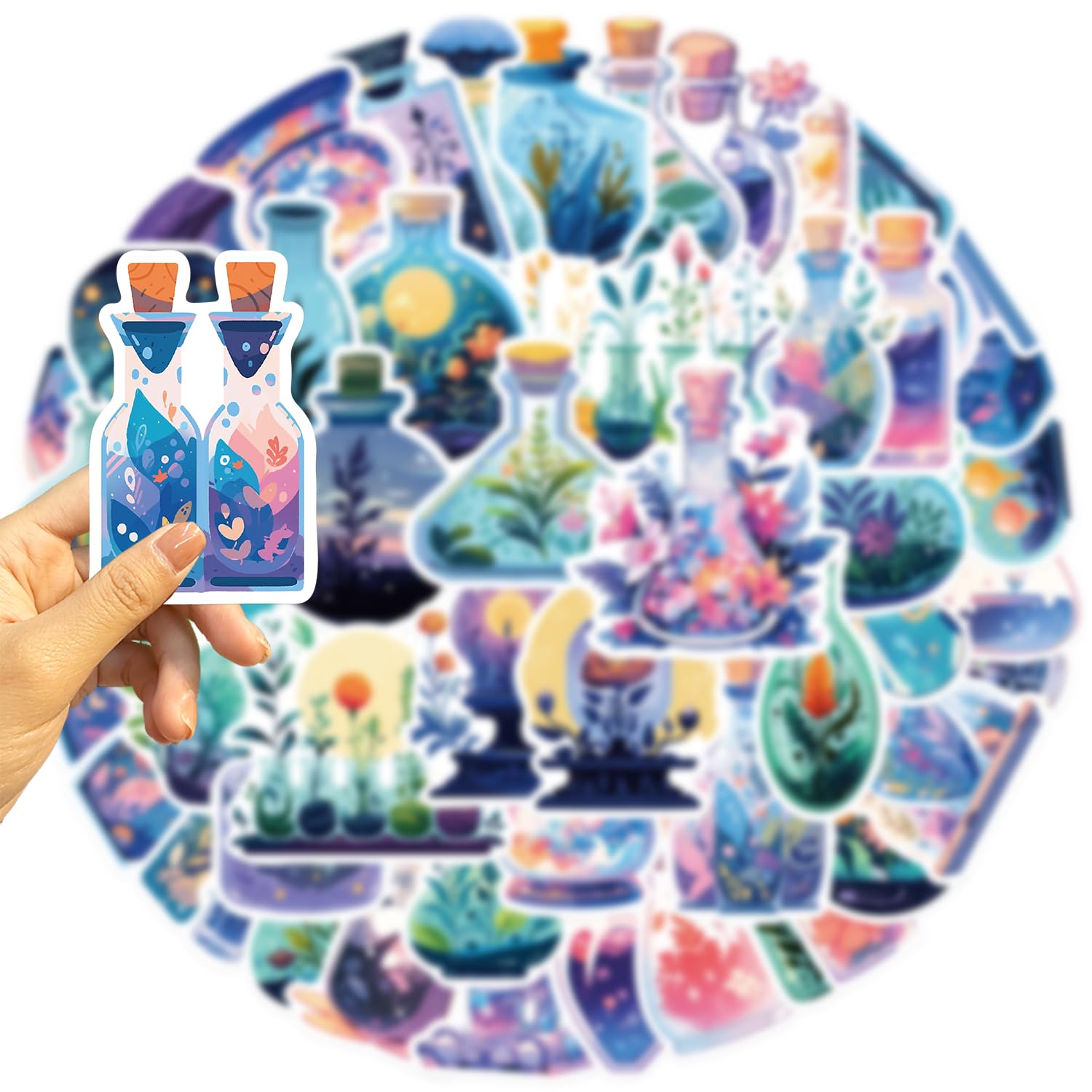 50Pcs Aesthetic Waterproof Stickers Set - Cute Magic Potion Decals for Water Bottles, Laptops, Skateboards, Bikes & Phone Cases | Perfect for Journals, Luggage & DIY Crafts - Ideal Gift for Teens, Girls & Women