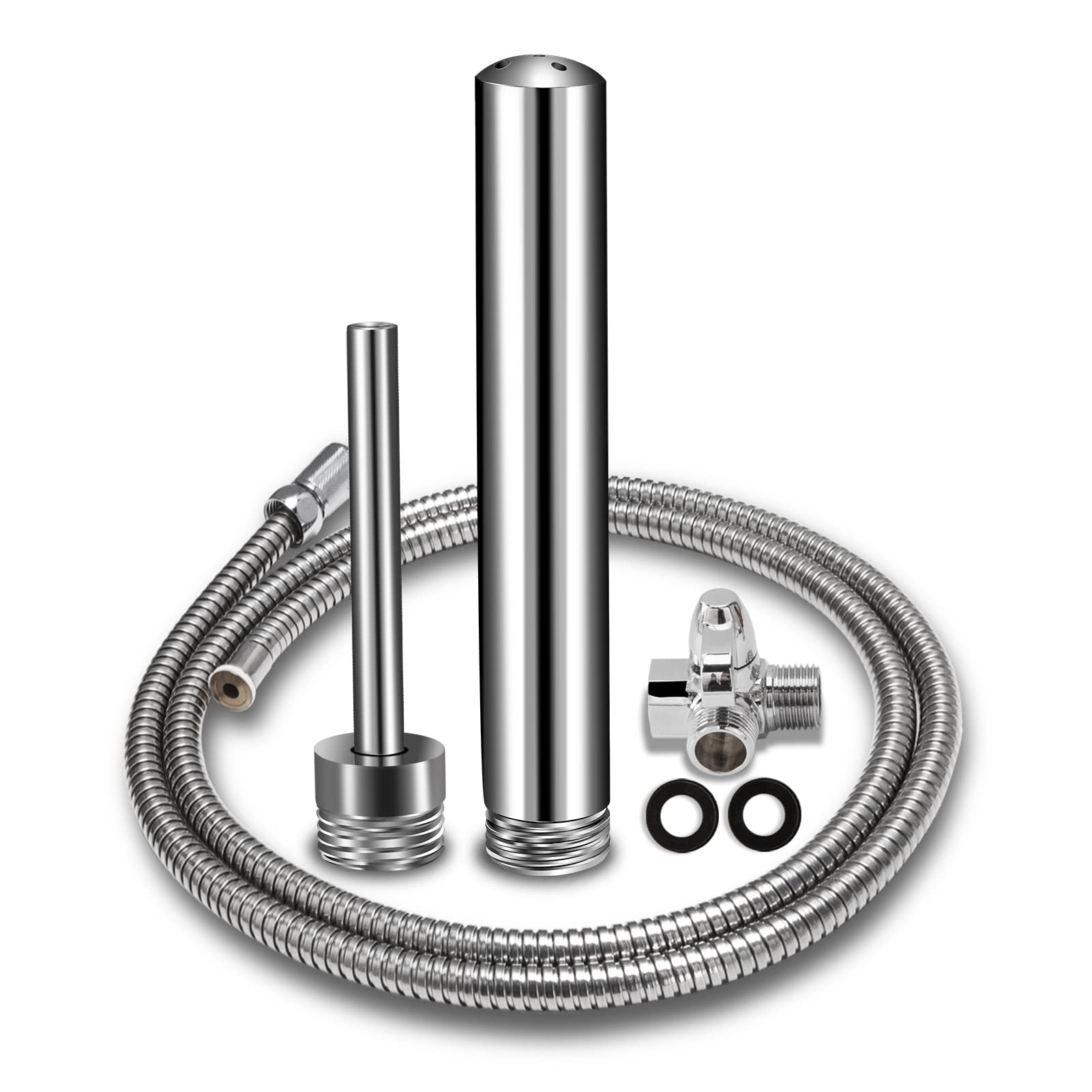 4-Piece Shower Enema System Kit - STARHAND 6-Foot Long Hose with 2 Bathroom Handheld Nozzles & Pressure Regulator Knob for Men & Women - Perfect for Colon Cleansing, Hygiene Maintenance and Spa Relaxation at Home