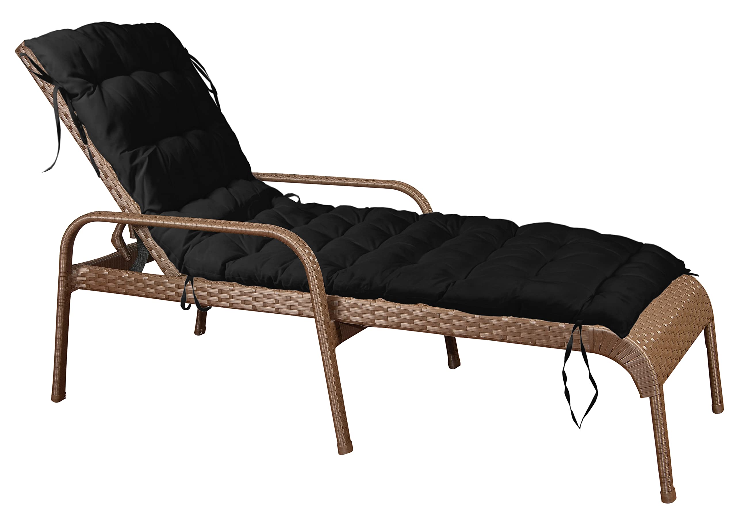 Quilted Thick Padded Rocking Chair Cushion with Ties - 74 x 23 Inch Recliner & Chaise Lounge Seat Cushion - Waterproof Outdoor Garden Bench Cushion for Patio, Deck & Terrace (Black) - Perfect for Relaxing in Rocking Chairs, Recliners & Outdoor Furniture