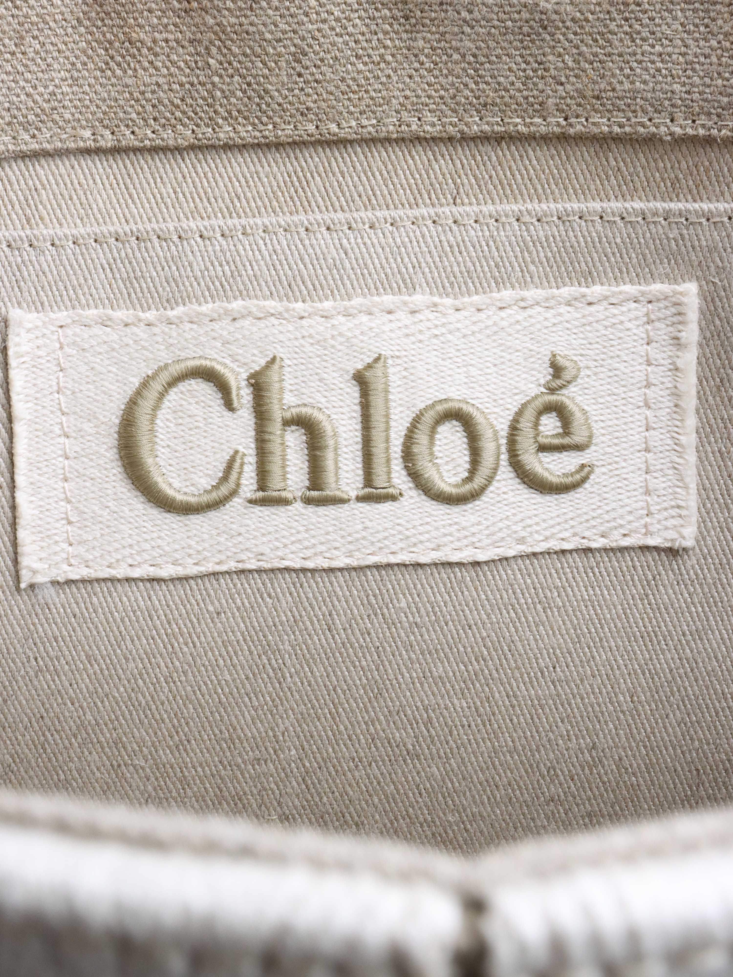 Chloe Woody Medium Tote Bag - Leather Trimmed Fringed Cotton Canvas Handbag for Women | Perfect for Work, Travel & Everyday Use