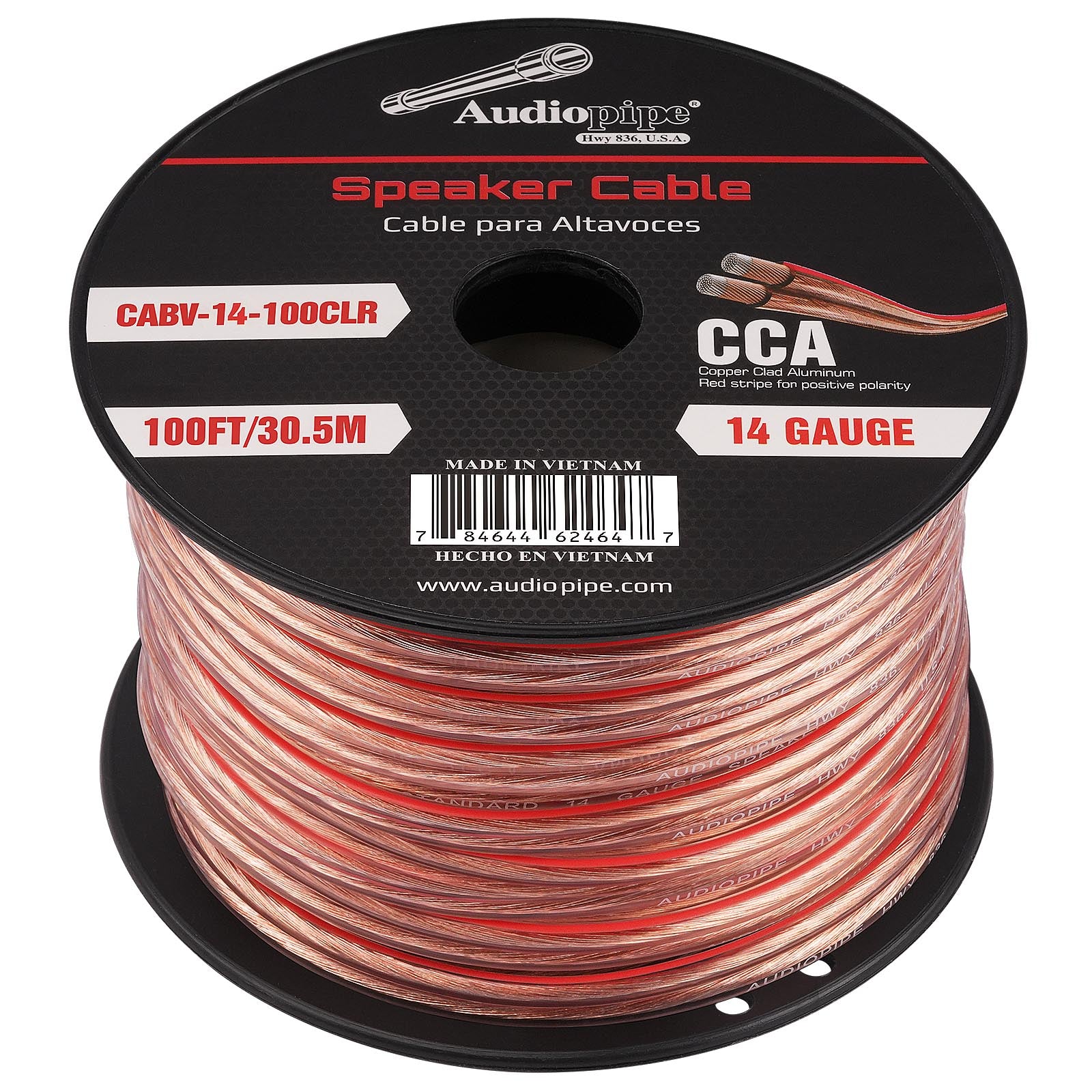 100FT 14AWG Speaker Cable - High Performance Oxygen-Free Copper Audio Wire for Home Theater, Studio & Outdoor Speakers (CABV 14 100CLR) - Perfect for Surround Sound Systems, DJ Equipment & Live Events