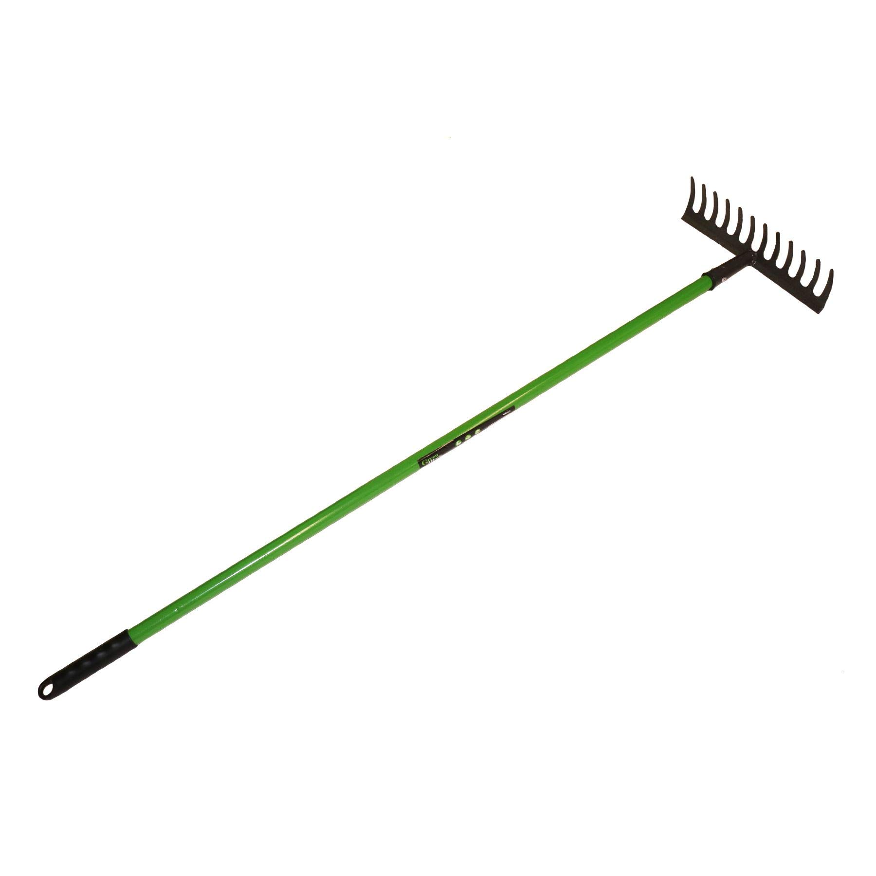 AB Tools 12-Tine Carbon Steel Leaf Rake with Comfortable Rubber Grip - Heavy Duty Garden Rake for Yard Work, Lawn Cleaning, and Leaf Collection (Model GAR02)