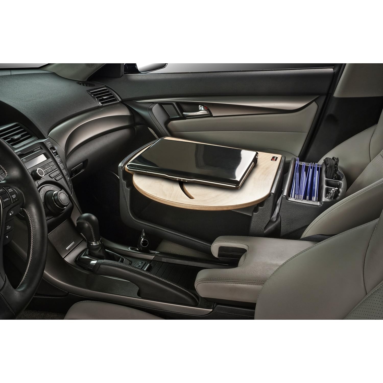 AutoExec AUE25000 Efficiency FileMaster Car Desk - Premium Birch Finish Organizer for Office, Home & Vehicle Use - Perfect for Business Professionals & Remote Workers