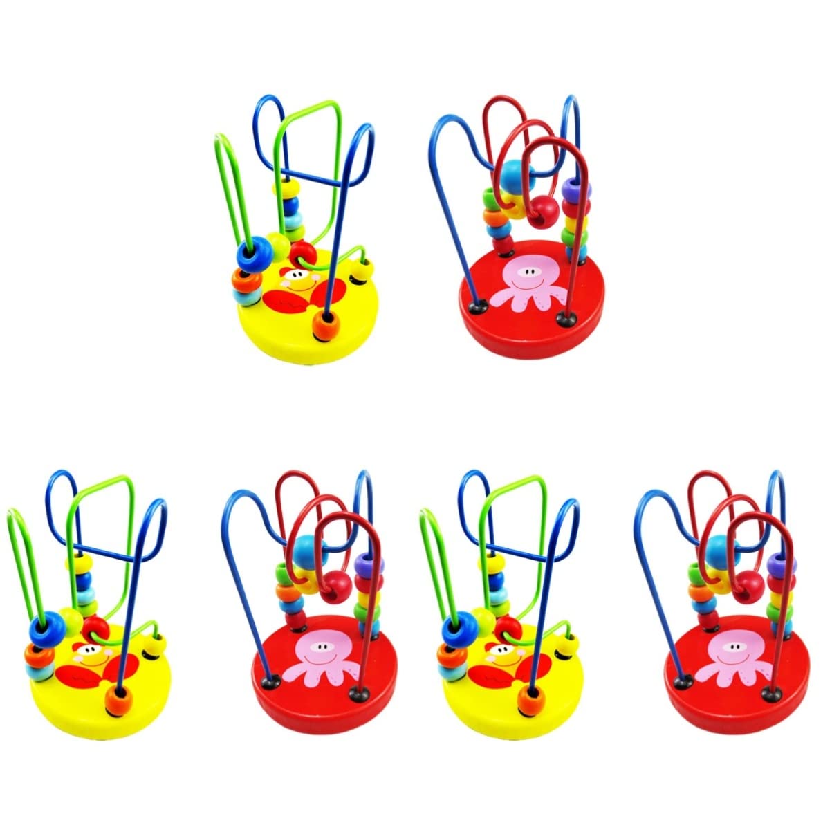 Garneck 6-Piece Wooden Bead Maze Roller Coaster Toy Set - Montessori Abacus & Developmental Learning Toy for Toddlers & Infants - Fine Motor Skills Activity for Daycare, Preschool & Home Play