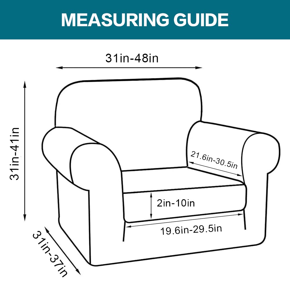 Turquoise 2-Piece Jacquard Chair Slipcovers - Sofa & Armchair Covers with Matching Cushion Covers, Gray Living Room Furniture Protectors for Home Decor & Pet Protection