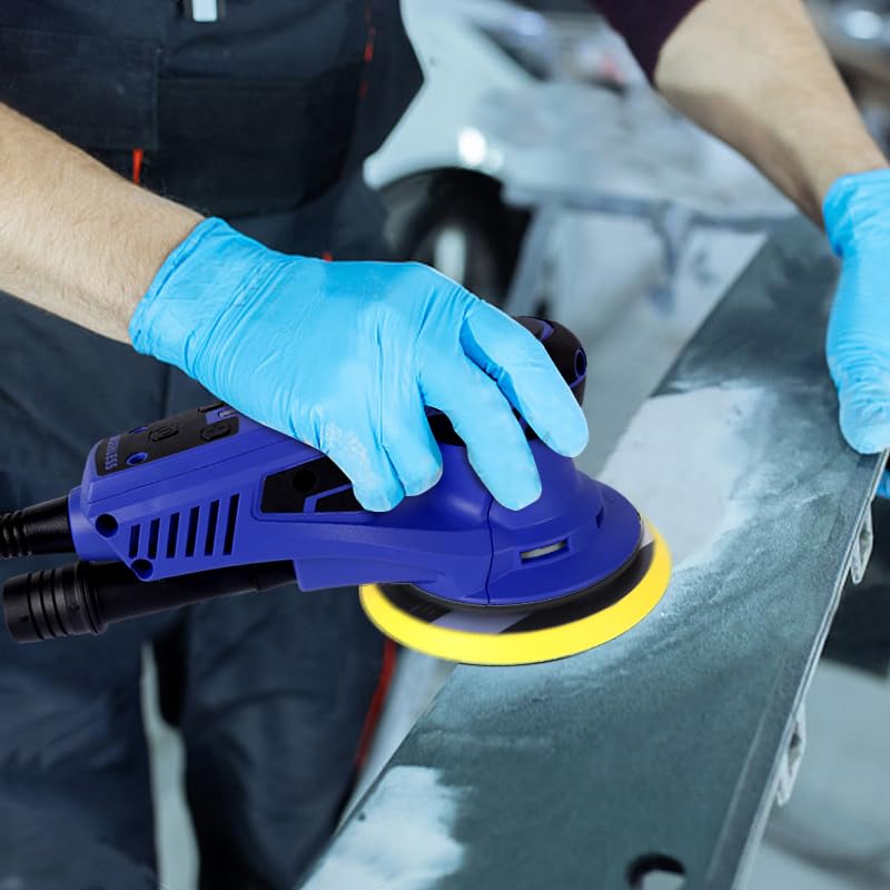 Brushless Electric Random Orbital Sander - 350W Powerful 6-Inch Polisher with 10000 RPM Variable Speed for Wood Sanding, Wall Smoothing, Rust Removal & Car Detailing - Perfect for DIY Projects & Professional Woodworking (Blue)