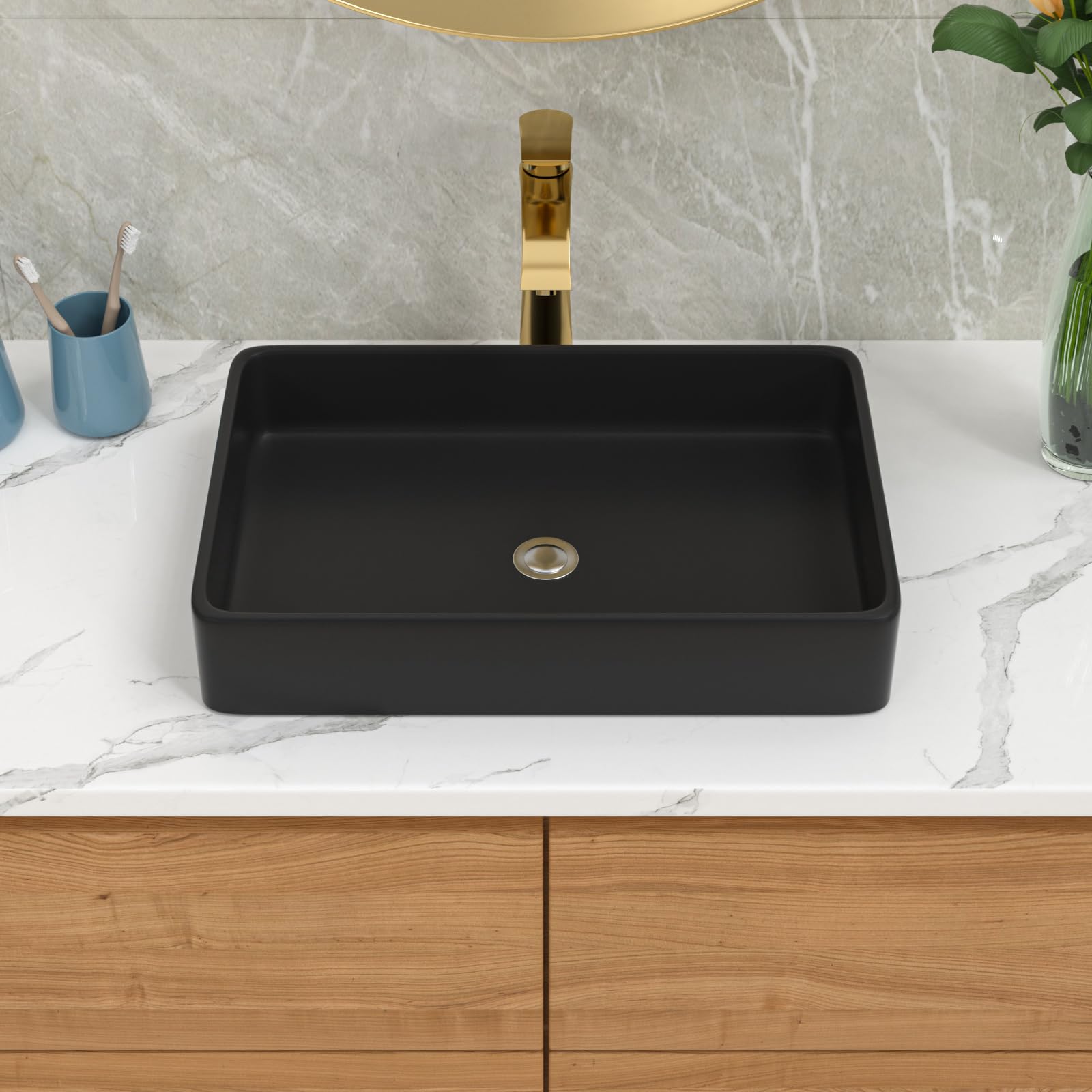 Modern Black Rectangular Vessel Sink 24x16