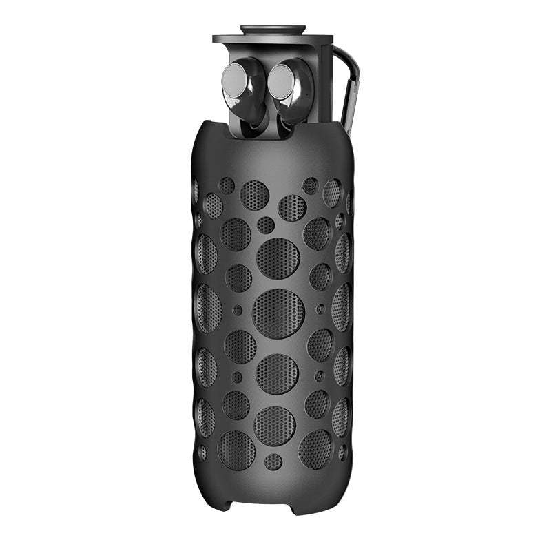 FIZZYBERRIES 2-in-1 Mini Bluetooth Speaker with Wireless Earbuds - Portable Outdoor Speaker with Deep Bass, Built-in Mic for Home, Party, Sports & Travel - Perfect for Camping, Gym Workouts and Beach Outings (Black)