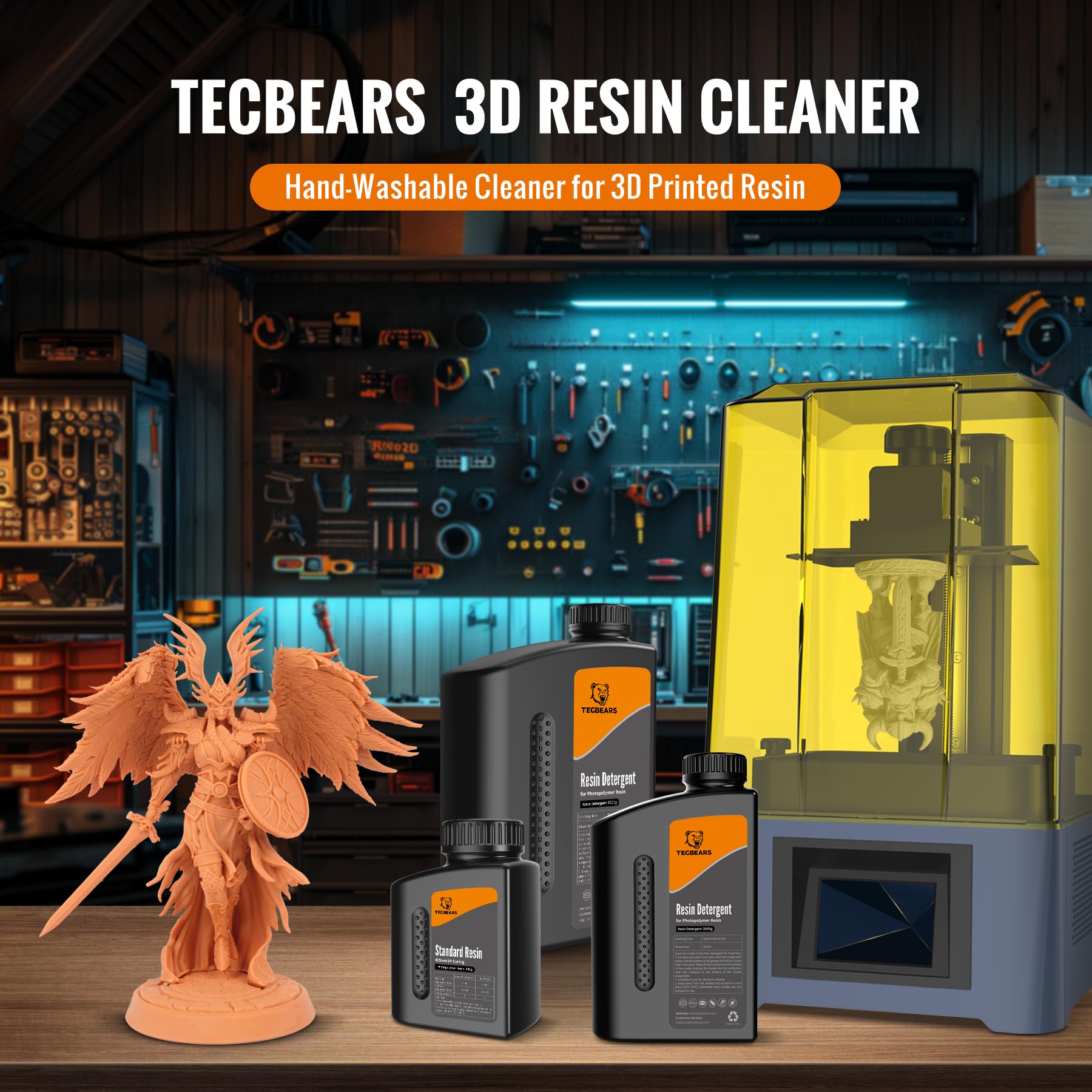 Premium 3D Printer Resin Cleaner 4KG (8.8 lbs) - Non-Toxic Reusable Detergent for UV Resin & 3D Printing - 2-Pack (2KG x 2) for Professional 3D Printing & Model Cleaning - Perfect for Home Workshops & Maker Spaces